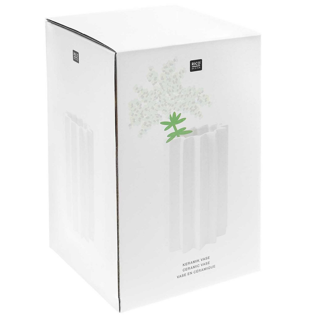 RICO DESIGN Vase en céramique soleil blanc 20 cm