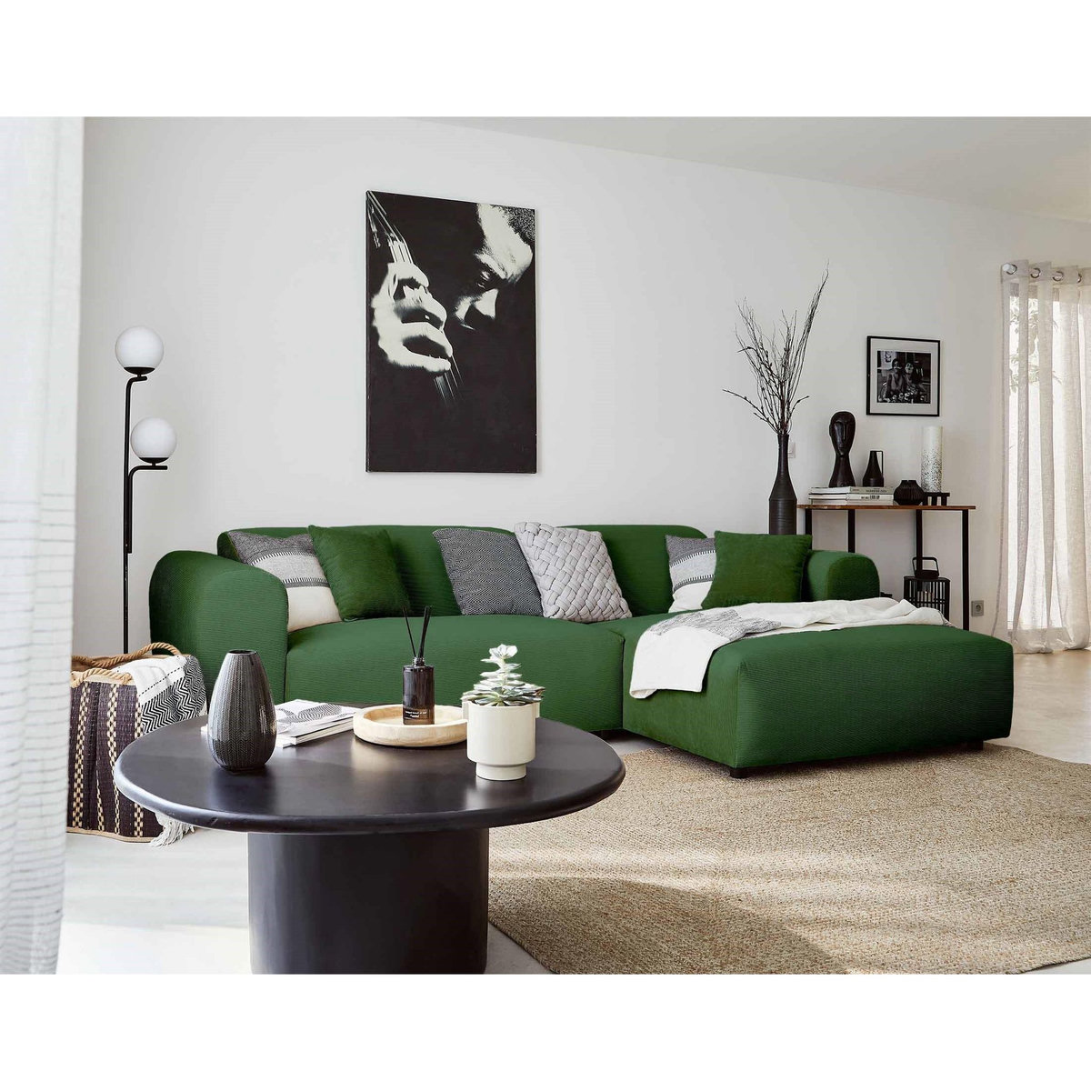 LISA DESIGN Aumance - canapé d'angle droit 4 places - en velours côtelé