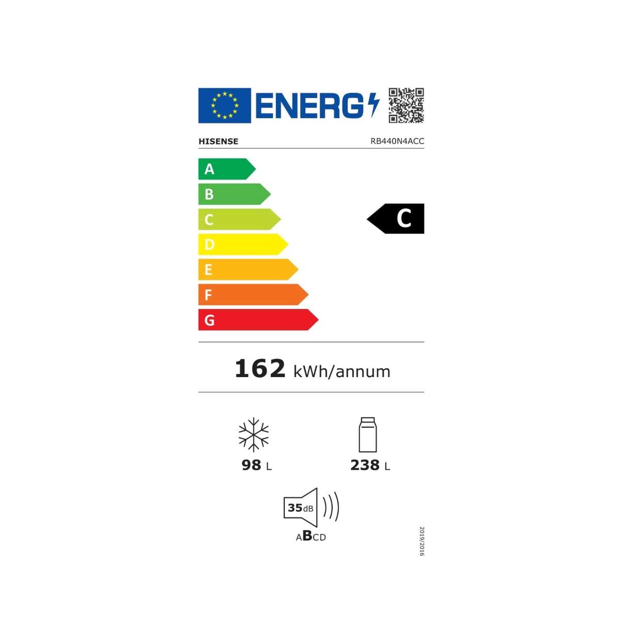 Voir la diapositive 2 : Hisense Réfrigérateur combiné 60cm 336l nofrost inox - rb440n4acc