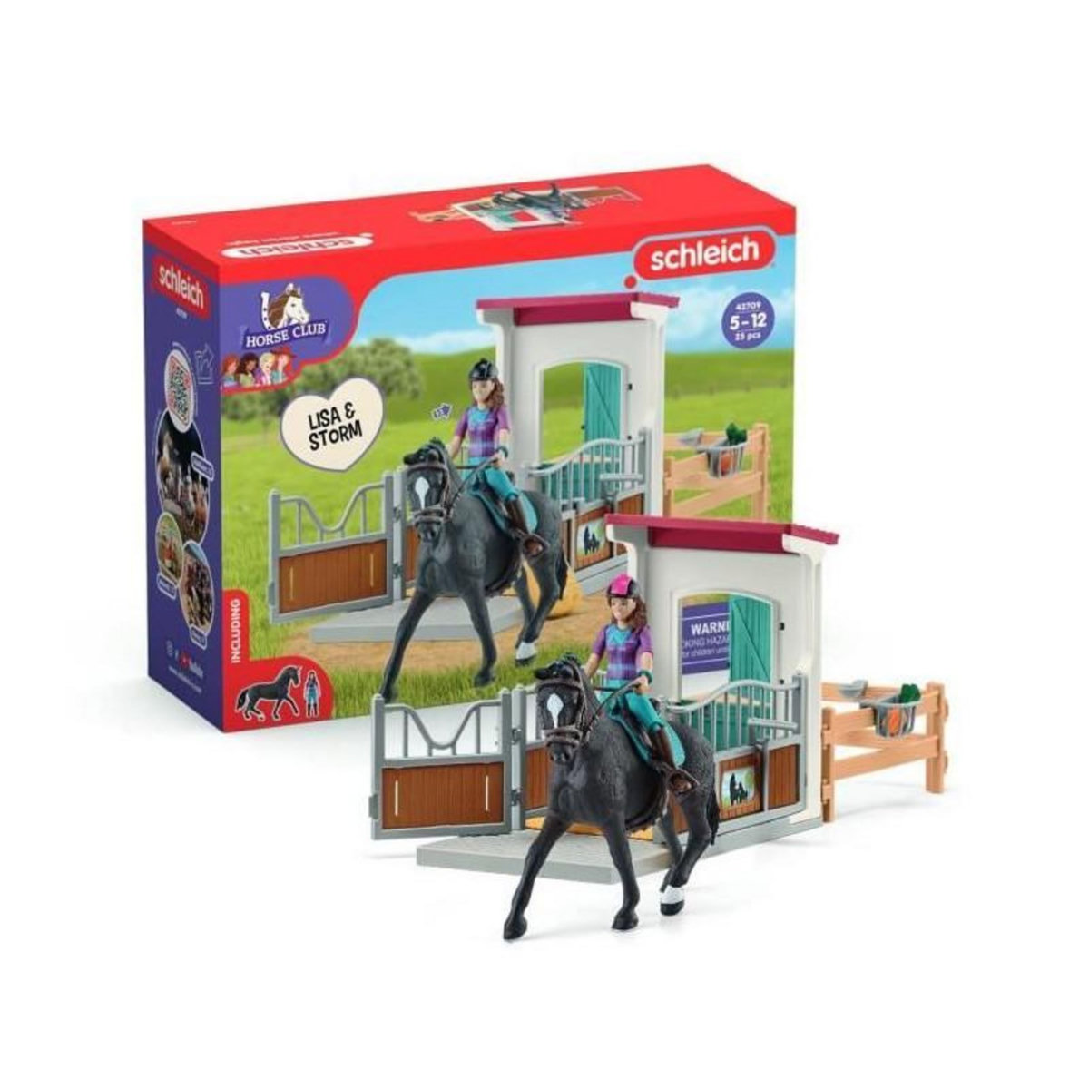 Schleich Horse Box Lisa et Storm, Figurine cheval et accessoires, SCHLEICH 42709 Horse Club, des 5 ans