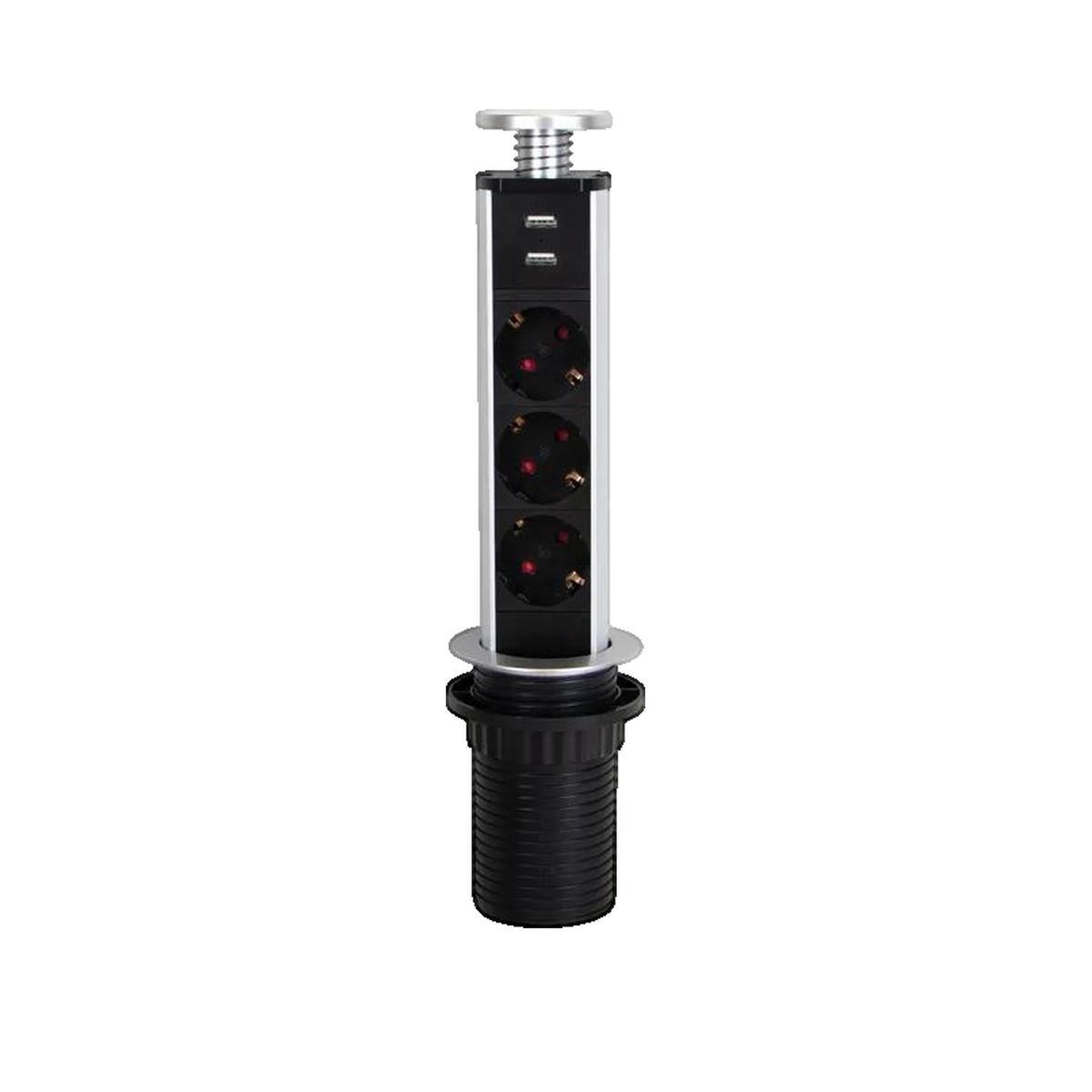 EMUCA SRL Multiconnecteur Emuca 3 Prises Schuko 16A 2 USB 5V D.60mm