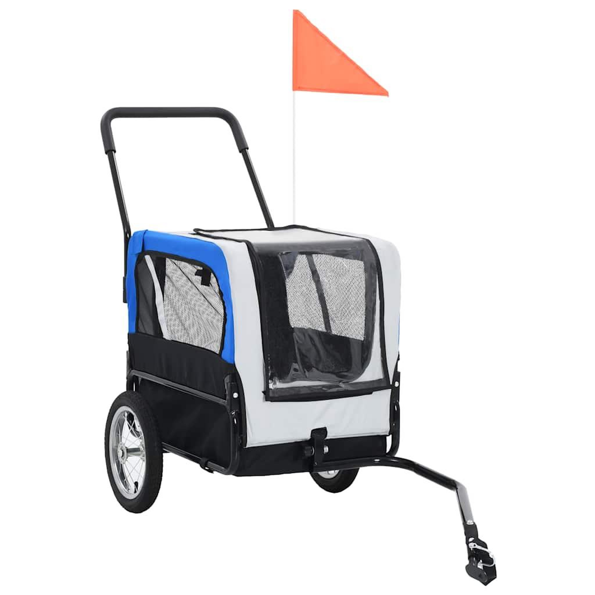 Voir la diapositive 2 : VIDAXL Remorque de velo pour chiens et poussette 2-en-1 gris et bleu