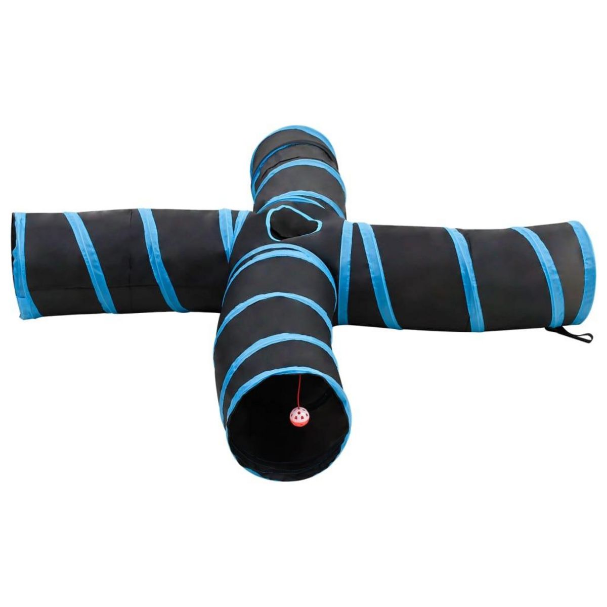 VIDAXL Tunnel pour chats a 4 voies Noir et bleu 25 cm Polyester