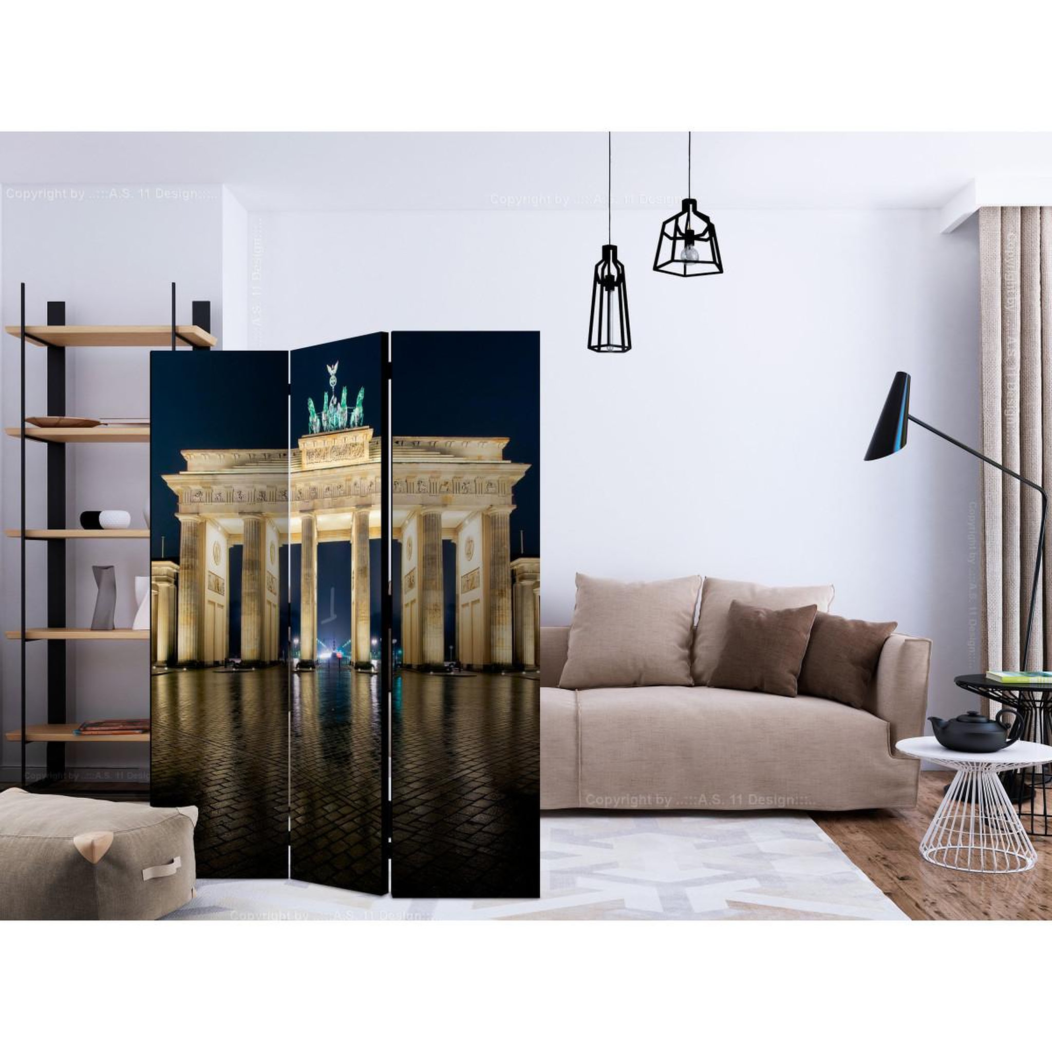 Voir la diapositive 2 : Paris Prix Paravent 3 volets  berlin at night  135x172cm