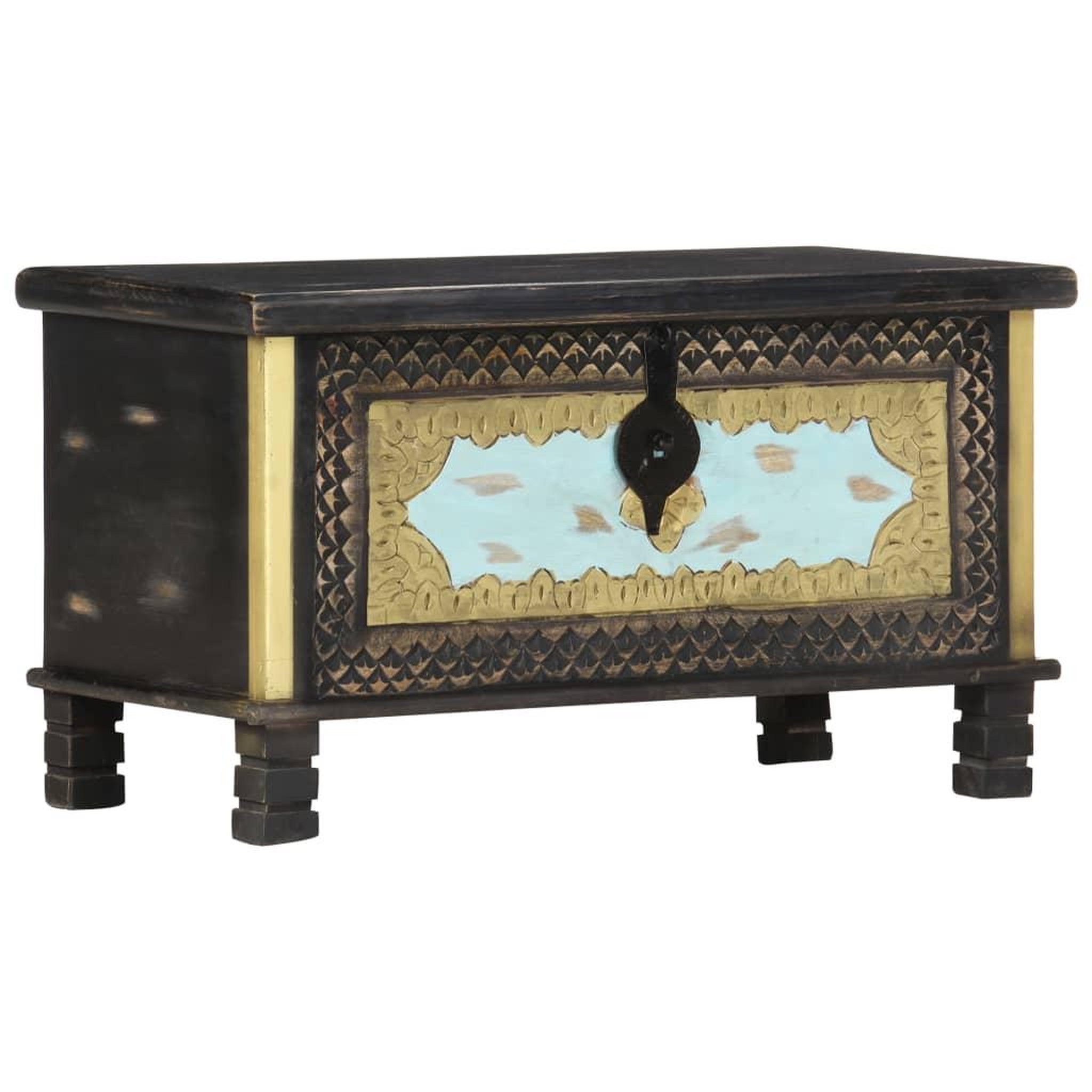 Voir la diapositive 3 : VIDAXL Coffre de rangement noir 80x40x45 cm bois de manguier massif