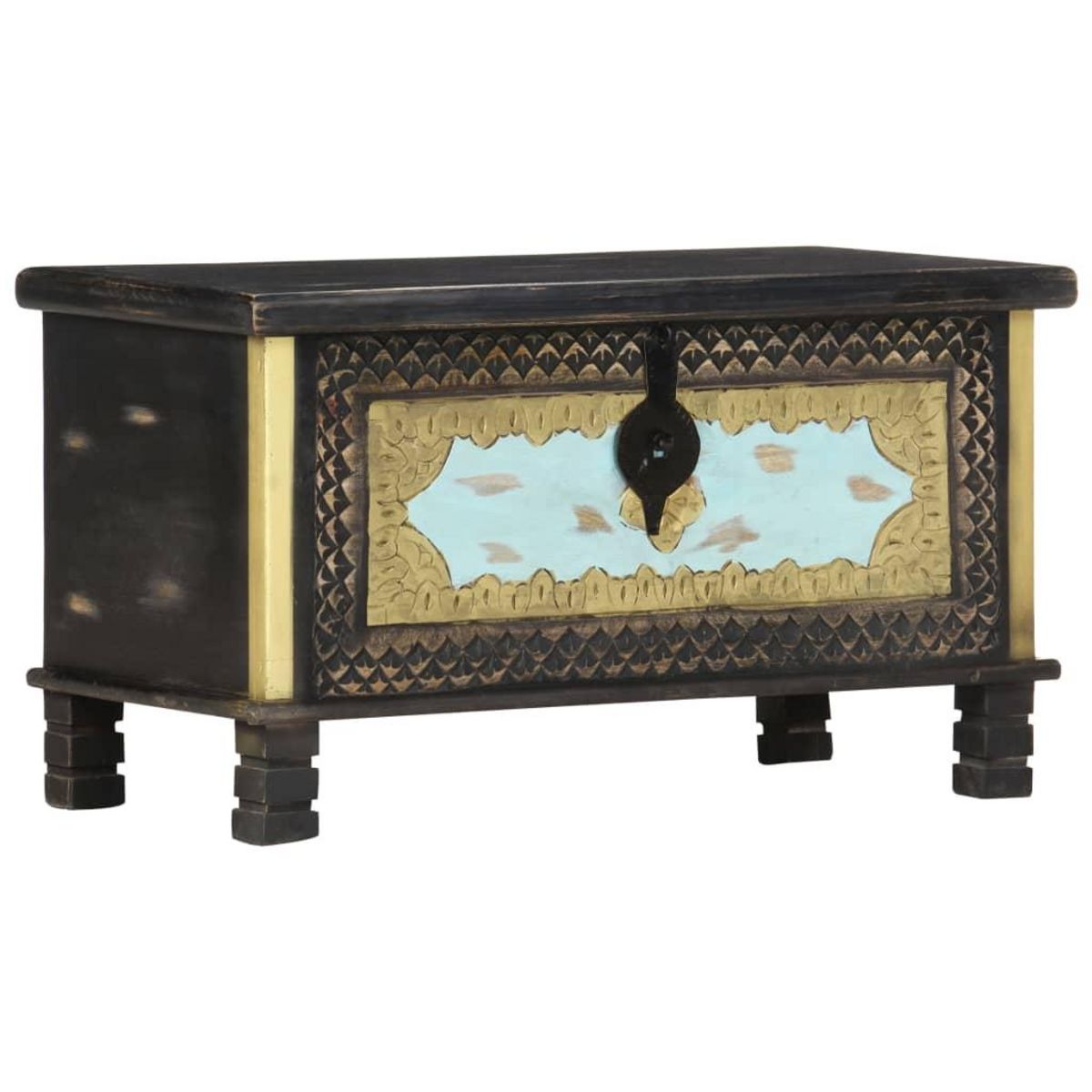 VIDAXL Coffre de rangement Noir 80x40x45 cm Bois de manguier massif