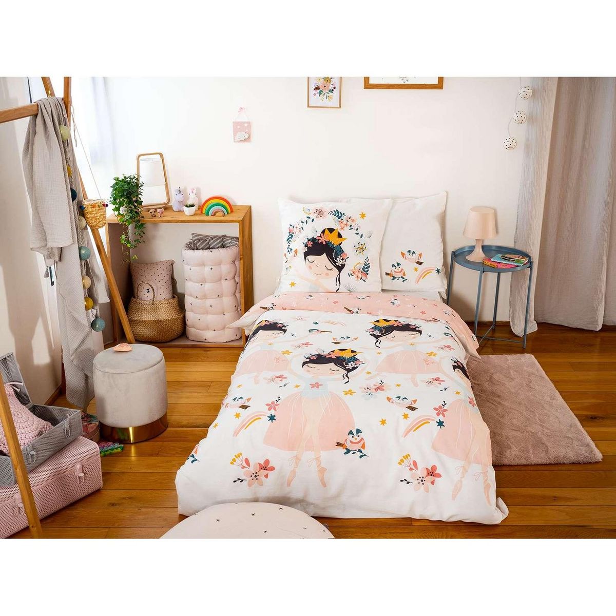 COTE DECO Parure de lit enfant Princesse - Polycoton 51 fils - 140 x 200 cm