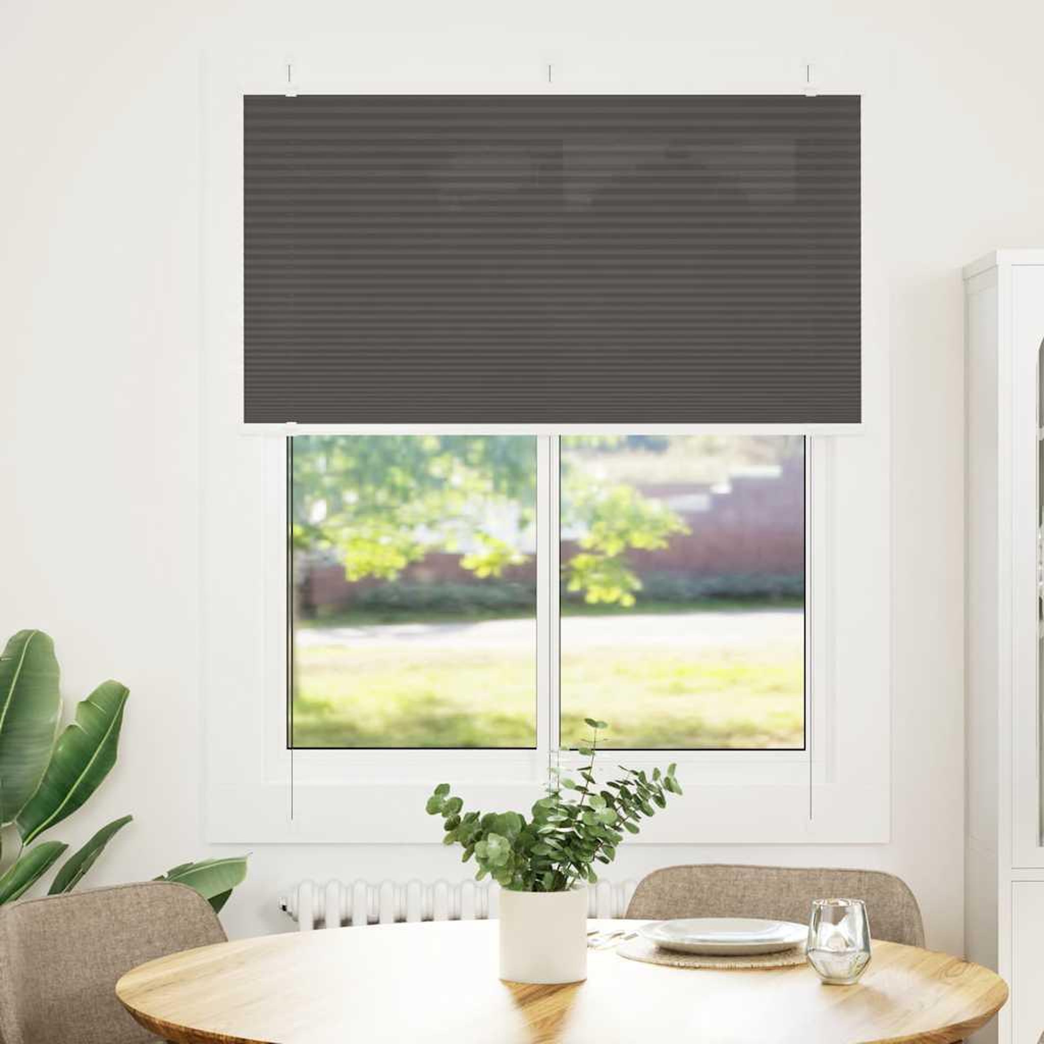Voir la diapositive 2 : VIDAXL Store plisse noir 110x100 cm largeur du tissu 109,4cm polyester