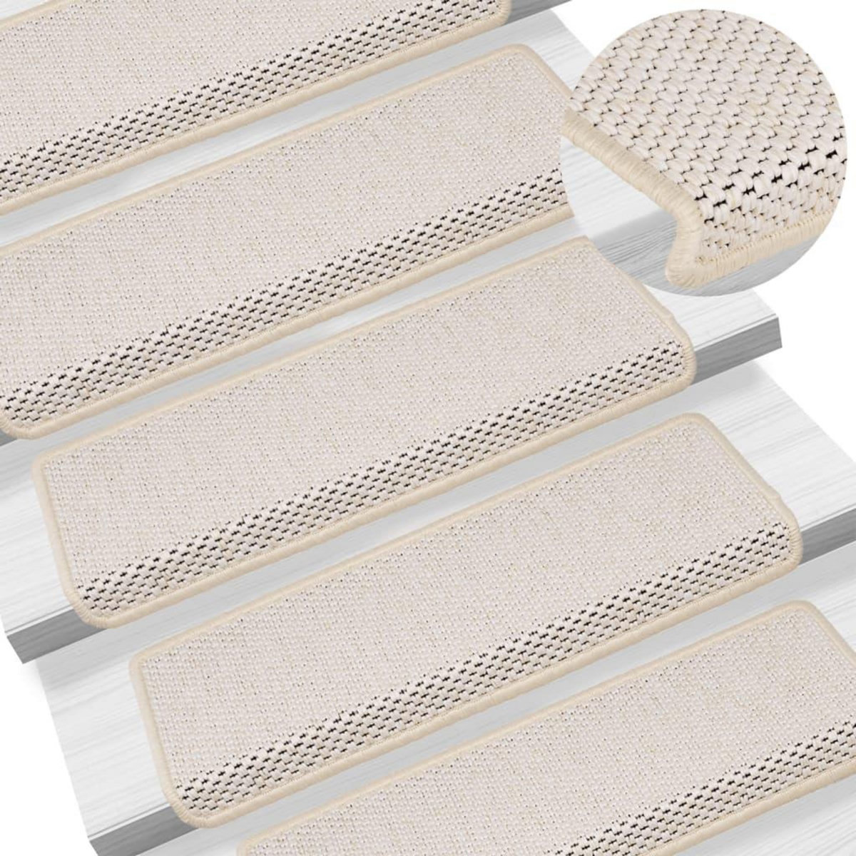 VIDAXL Tapis d'escalier autocollants 15 pcs 65x21x4 cm Creme