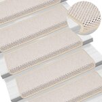 VIDAXL Tapis d'escalier autocollants 15 pcs 65x21x4 cm Creme