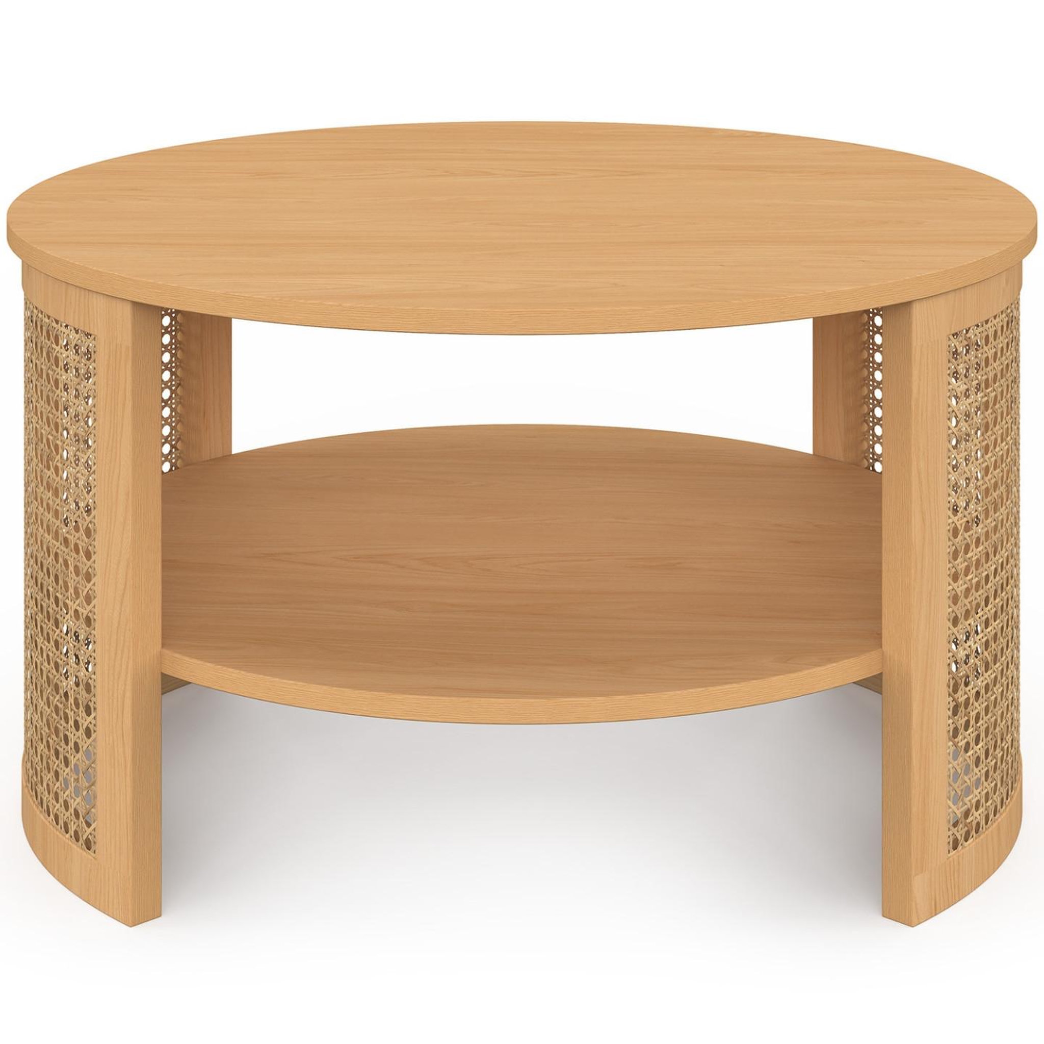 Voir la diapositive 3 : ID MARKET Table basse ronde edhen 70 cm effet cannage naturel et bois