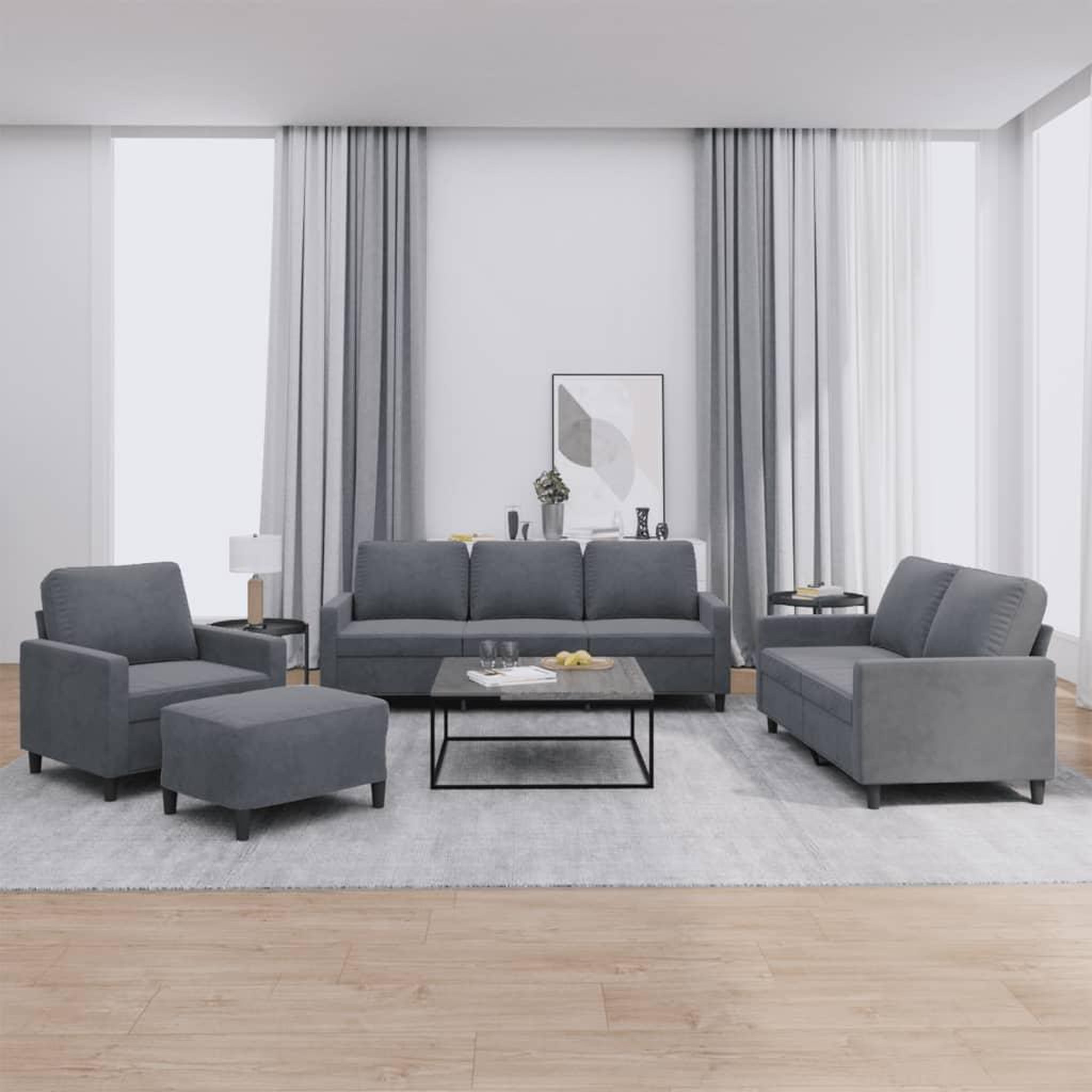 VIDAXL Ensemble de canapes 4 pcs avec coussins Gris fonce Velours