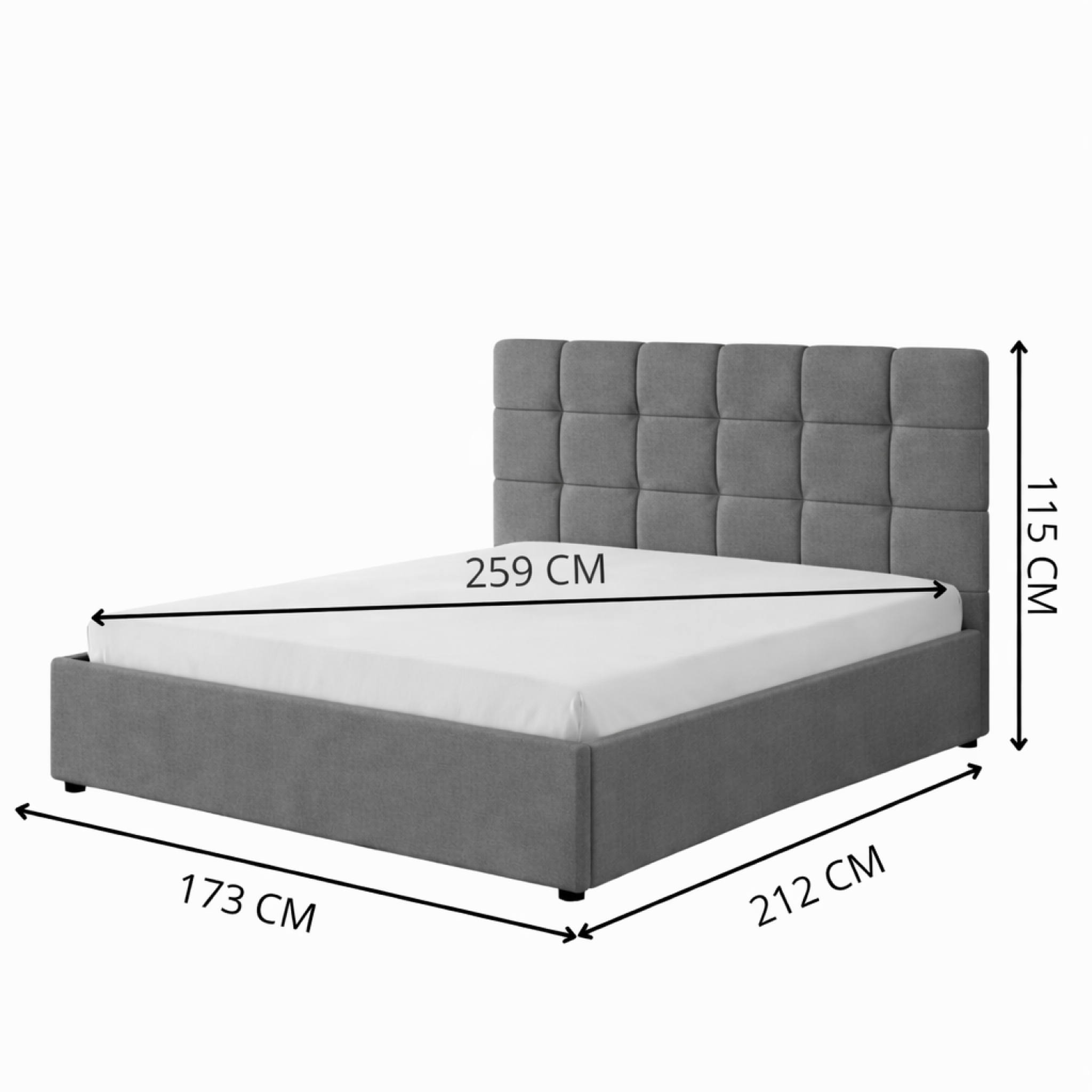 Voir la diapositive 3 : CONCEPT USINE Lit avec coffre de rangement 160x200cm velours gris foncé santa
