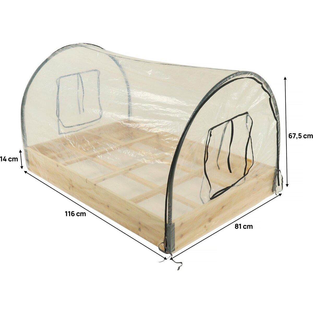 Habitat et Jardin Carré potager en bois  Muscari  - 116 x 81 x 67,5 cm - avec housse serre châssis