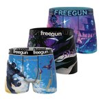 FREEGUN Lot de 3 boxers enfant Heroes. Coloris disponibles : Bleu