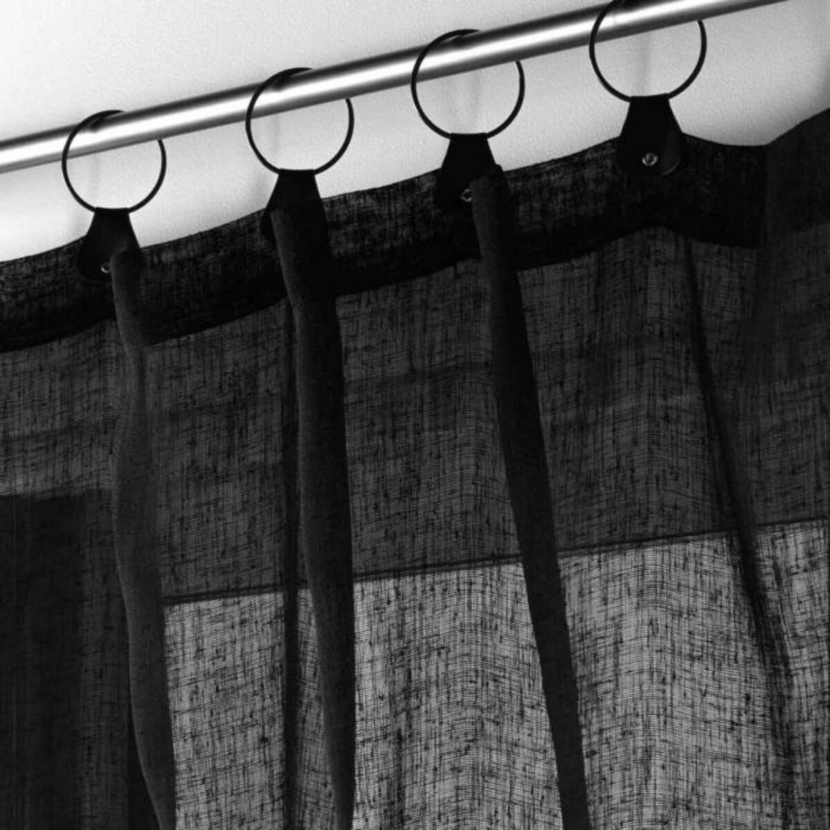 Paris Prix Rideau Voilage à Anneaux  Linka  140x240cm Noir