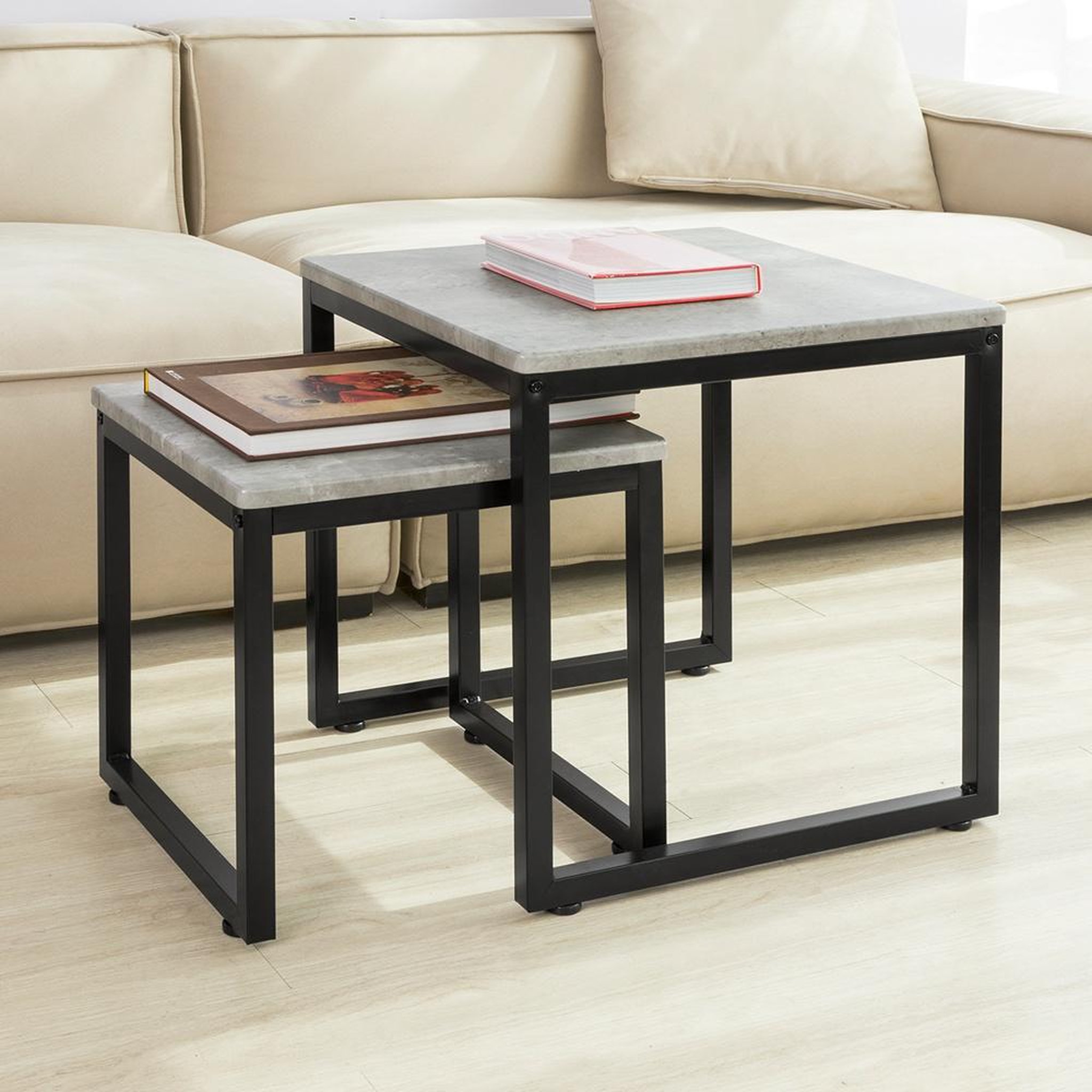 Voir la diapositive 5 : SOBUY SoBuy - Lot De 2 Tables D'appoint - Industriel - FBT42