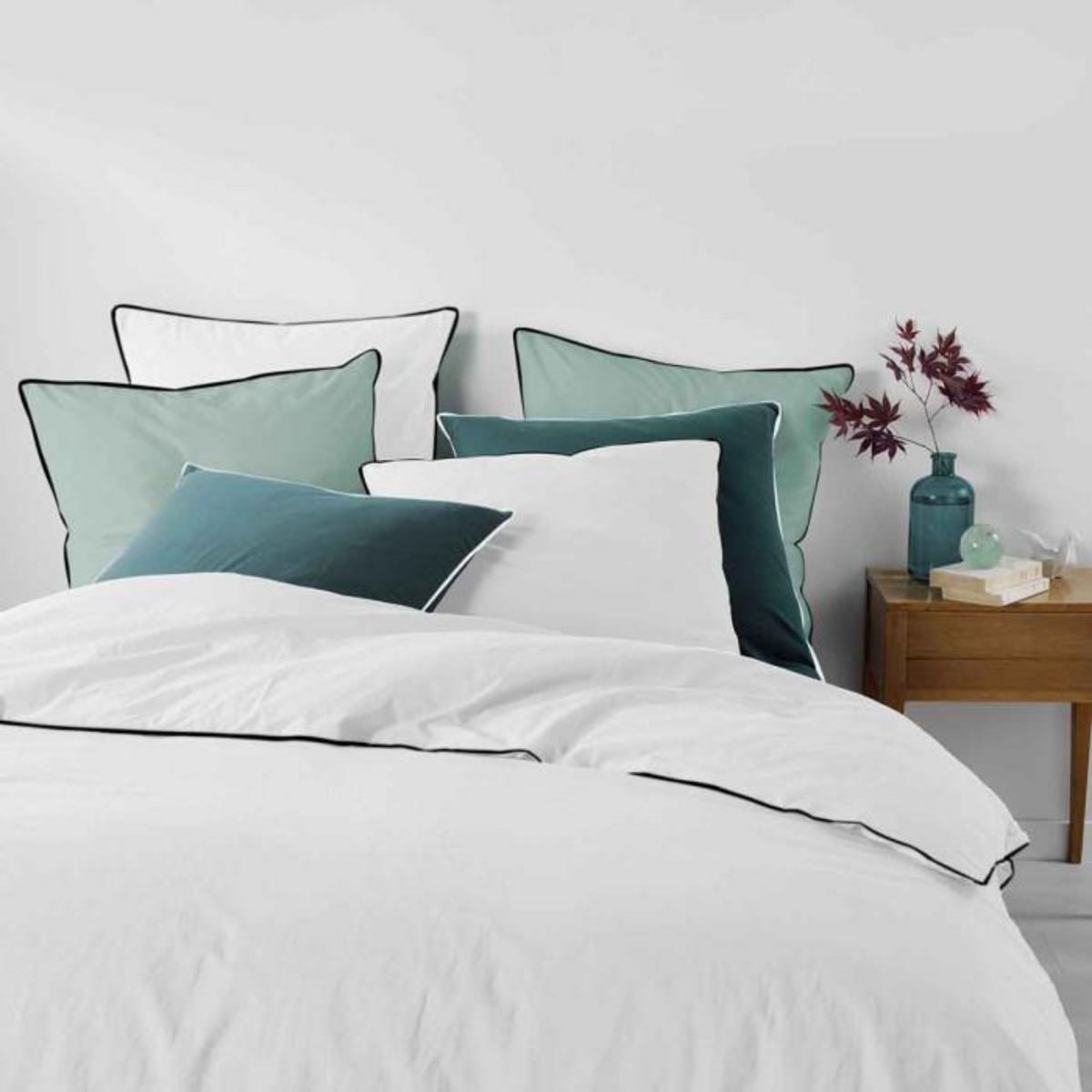 Paris Prix Drap Housse en Coton  Linette  160x200cm Blanc