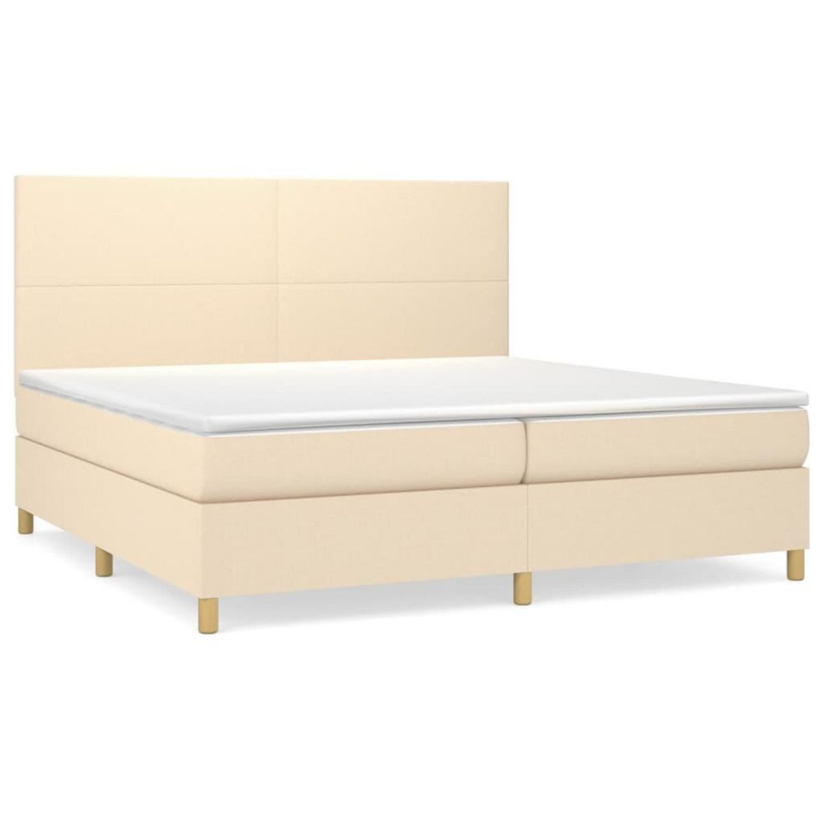 VIDAXL Sommier a lattes de lit avec matelas Creme 200x200 cm Tissu