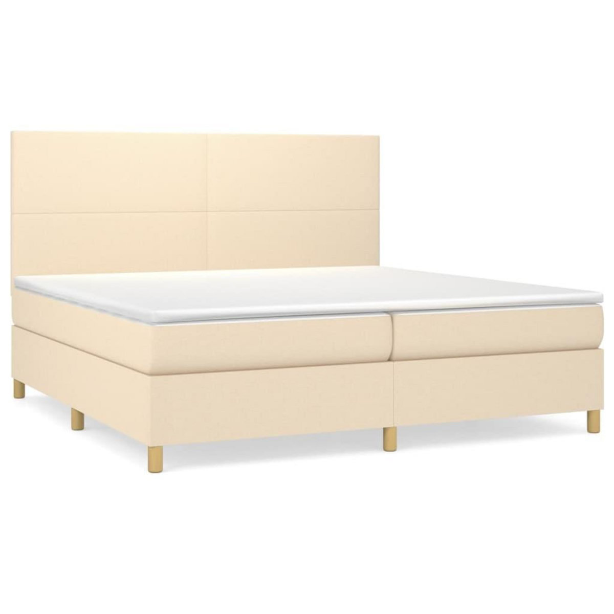 VIDAXL Sommier a lattes de lit avec matelas Creme 200x200 cm Tissu