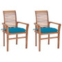Voir la diapositive 1 : VIDAXL Chaises a manger lot de 2 avec coussins bleu clair Bois de teck