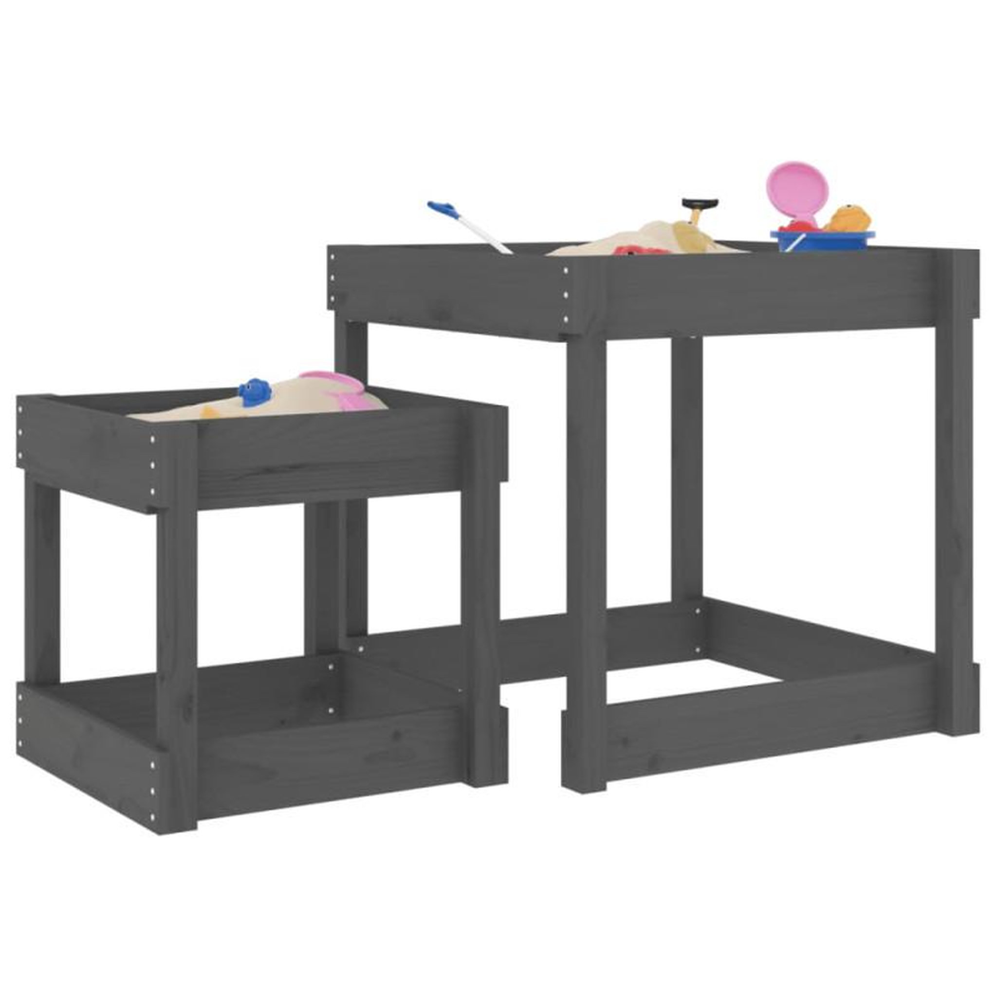 Voir la diapositive 1 : VIDAXL Tables à sable 2 pcs gris bois de pin massif