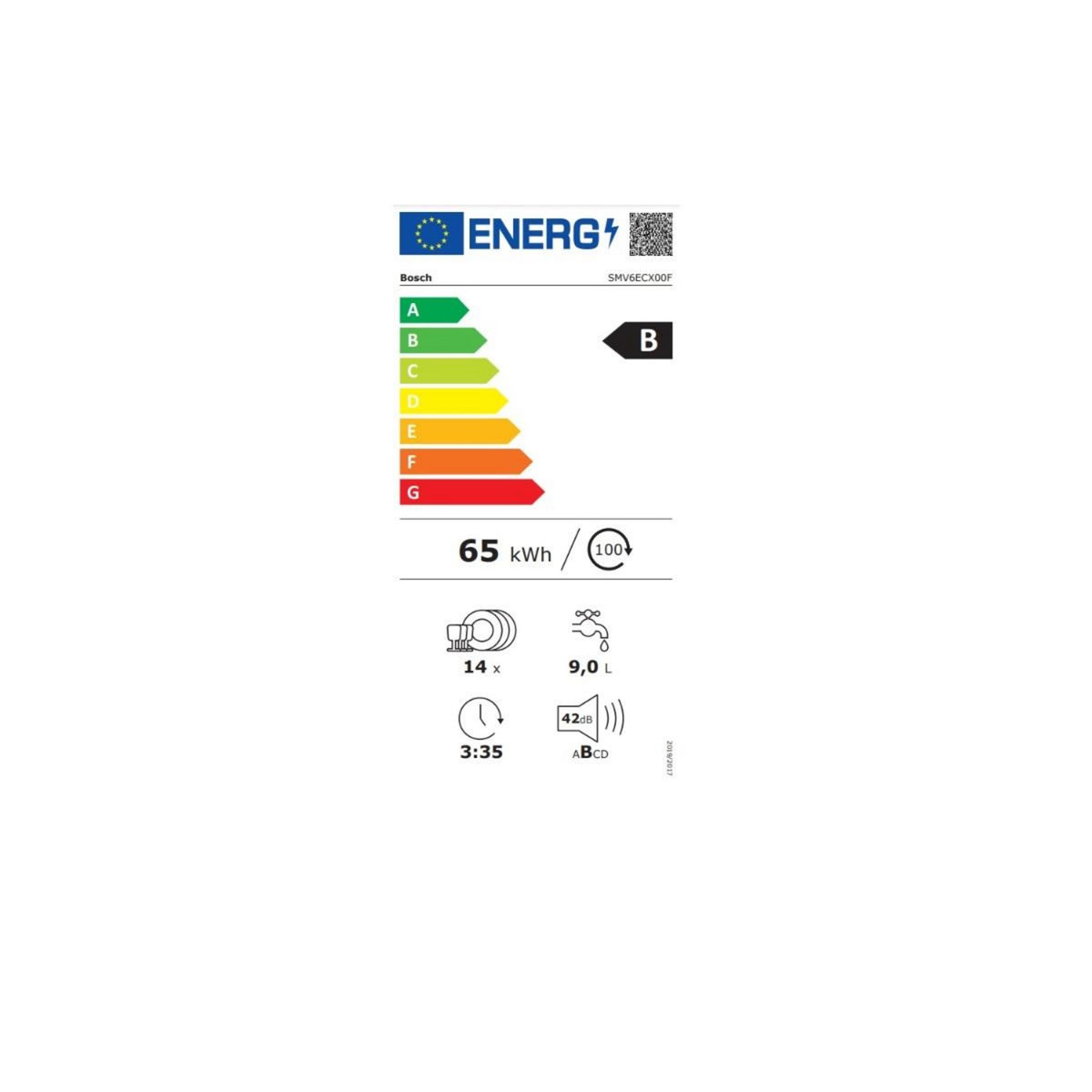 BOSCH Lave-vaisselle 60cm 14 couverts 42db intégrable tout intégrable - SMV6ECX00F