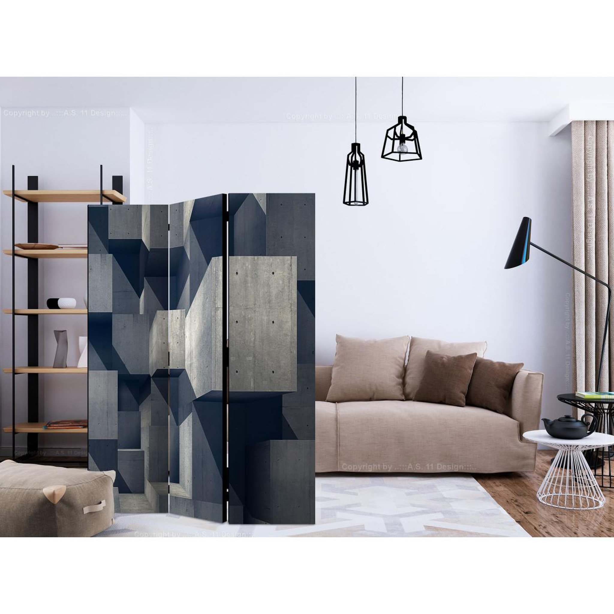 Voir la diapositive 2 : Paris Prix Paravent 3 volets  concrete city  135x172cm
