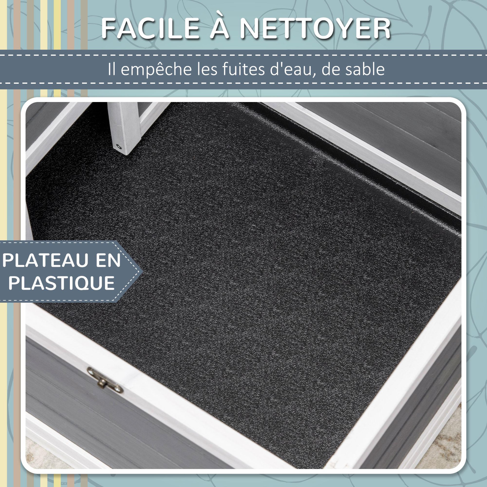 Voir la diapositive 6 : PAWHUT Enclos pour tortue - parc pour tortue - niche, enclos extérieur grillagé, toit ouvrant verrouillable - sapin gris blanc