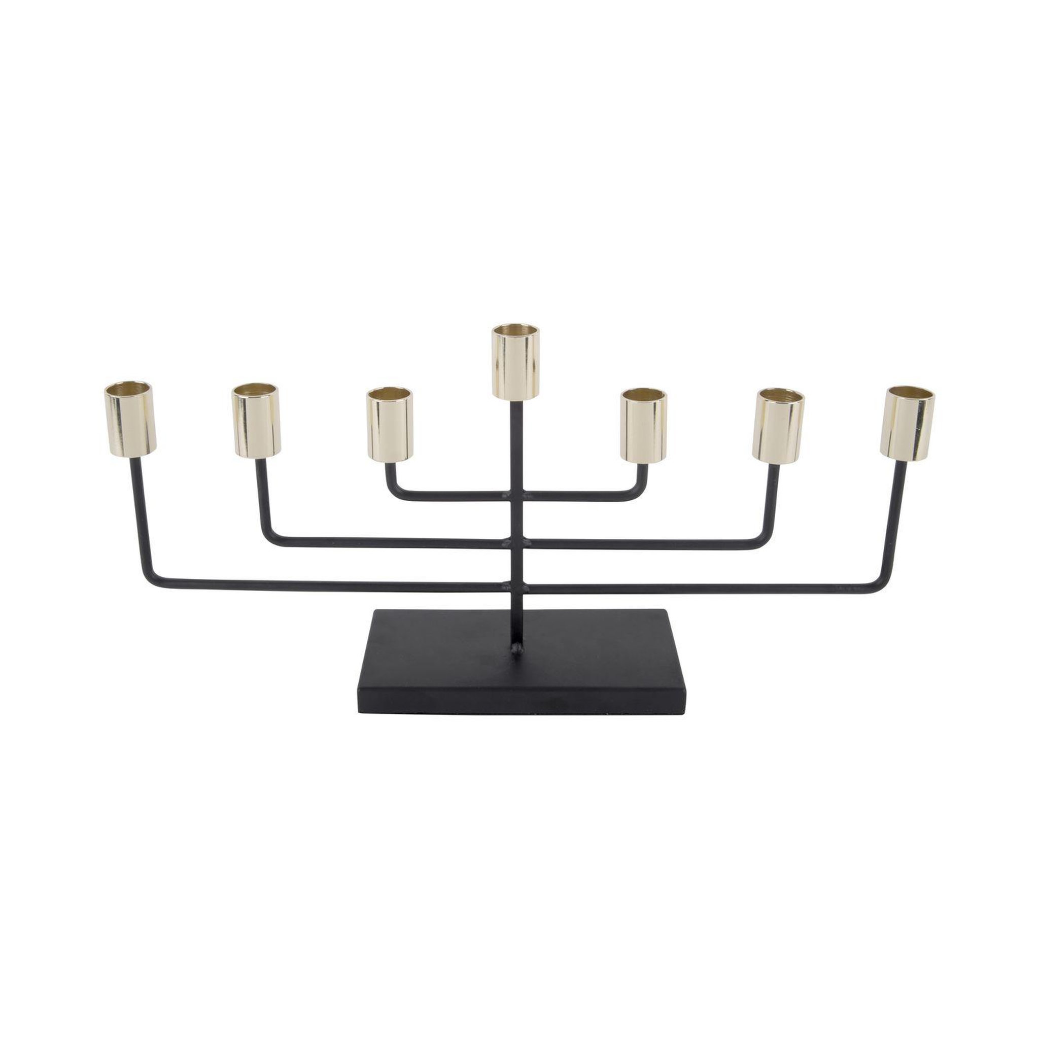 PRESENT TIME Bougeoir design traditionel lineate - l. 45 cm - noir et doré