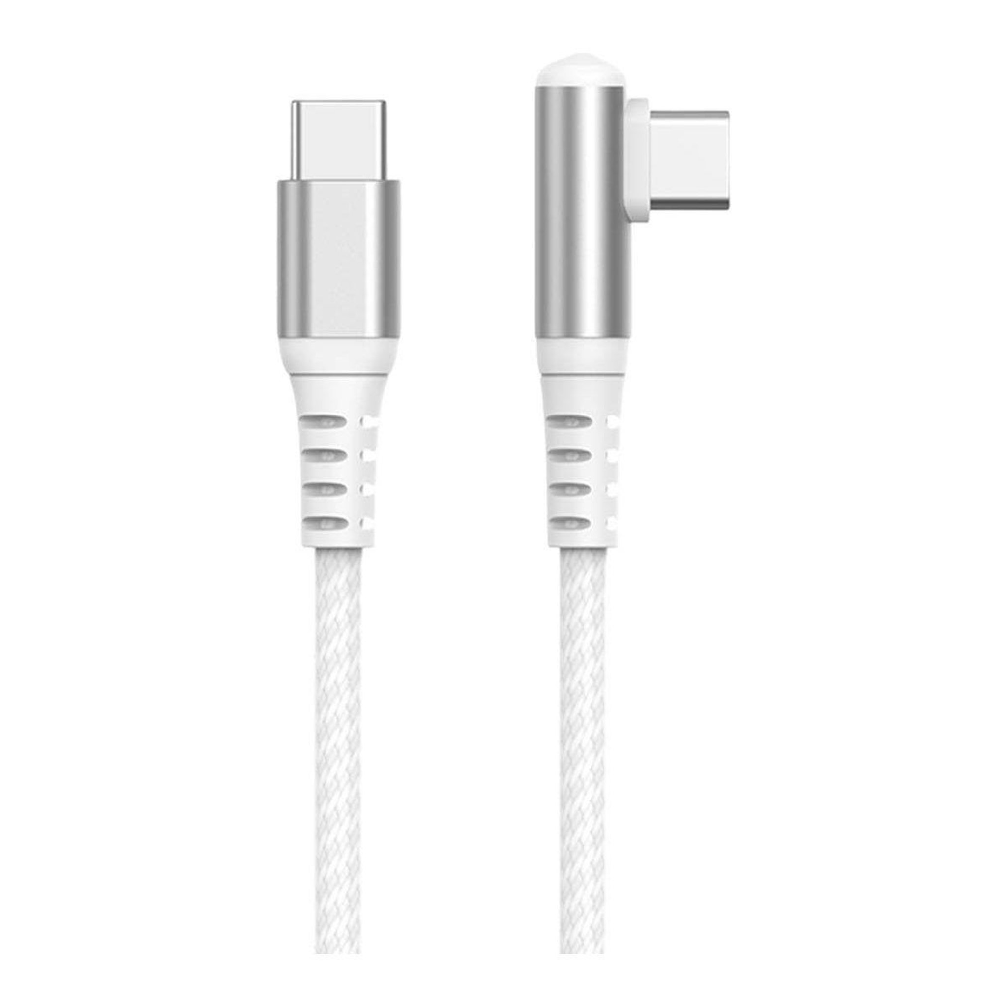 Voir la diapositive 2 : FORCE POWER Câble USB 60W USB-C / USB-C 2m blanc coudé