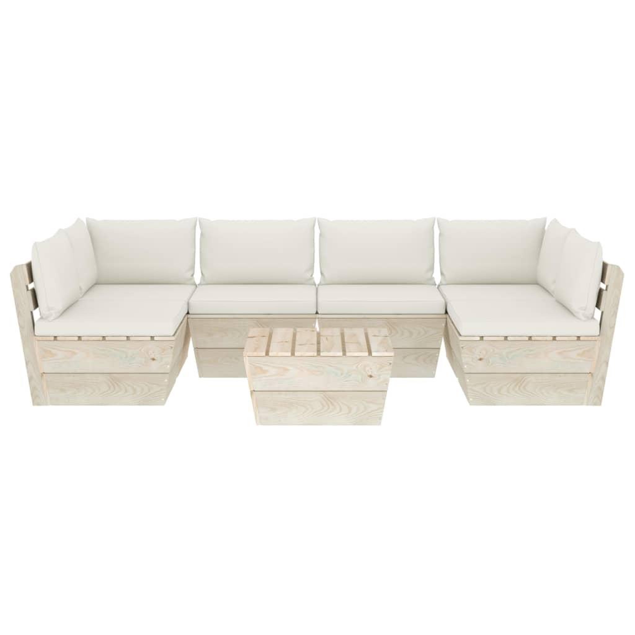 Voir la diapositive 3 : VIDAXL Salon de jardin palette 7 pcs avec coussins bois d'epicea