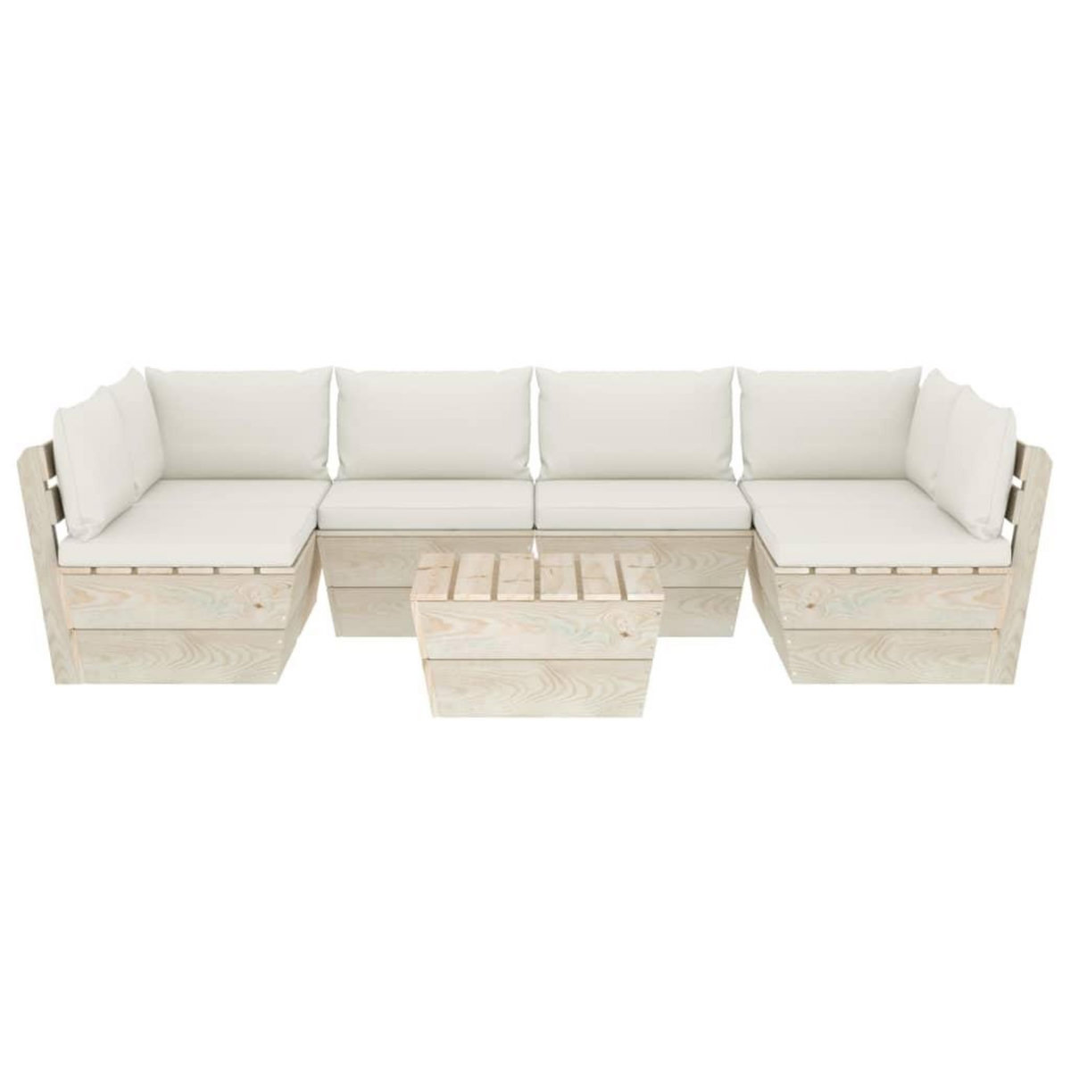 VIDAXL Salon de jardin palette 7 pcs avec coussins bois d'epicea