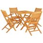 Voir la diapositive 2 : VIDAXL Ensemble a manger de jardin 5 pcs Bois de teck massif