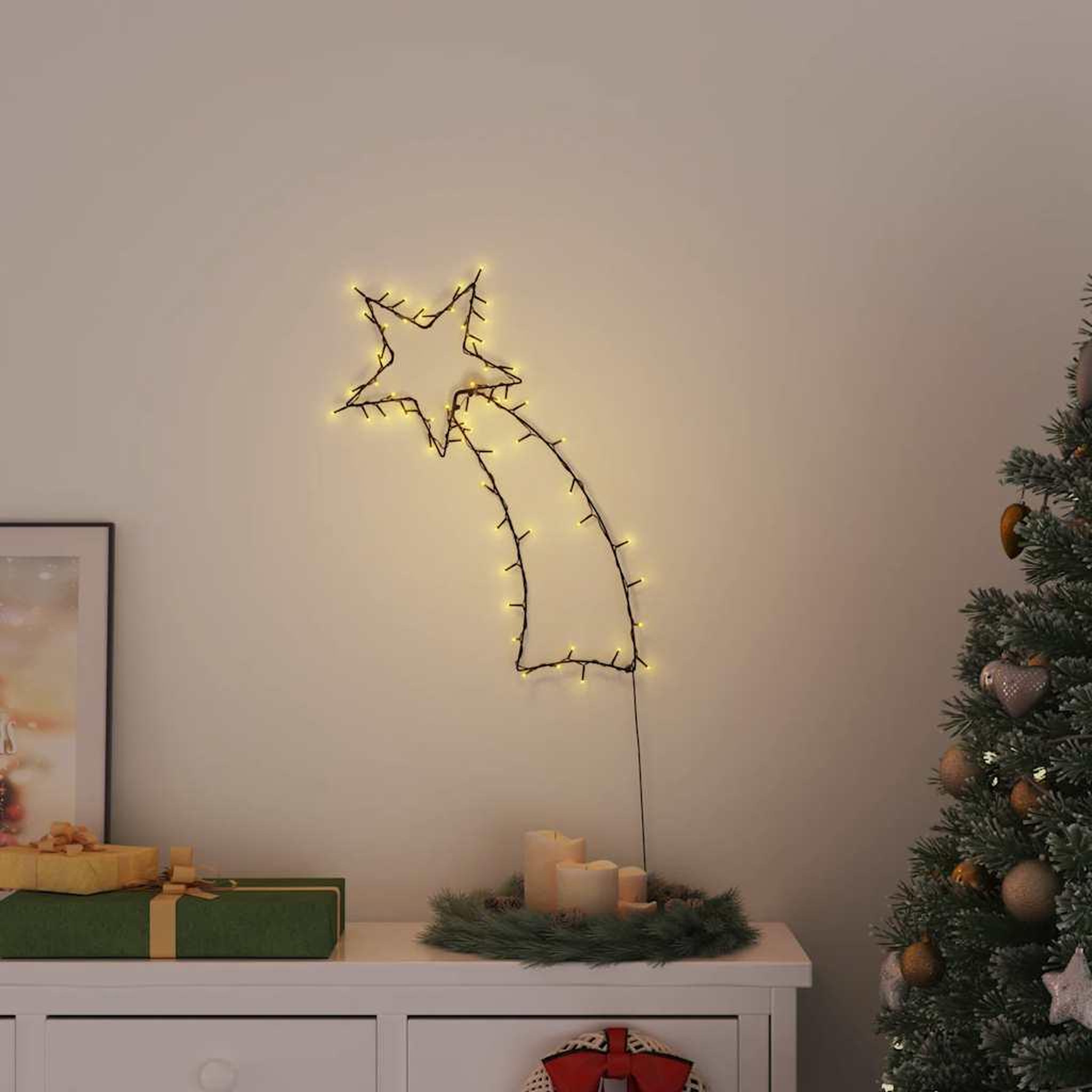 Voir la diapositive 2 : VIDAXL Lumieres de Noël silhouette d'etoile filante 80 LED