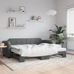 VIDAXL Lit de jour avec gigogne sans matelas gris fonce 90x200 cm
