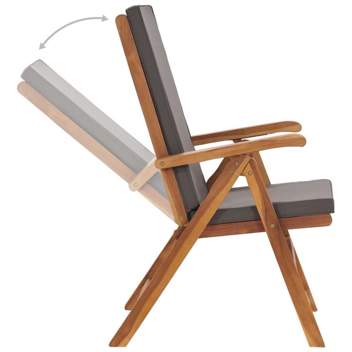 VIDAXL Chaises inclinables lot de 2 avec coussins Teck solide Gris