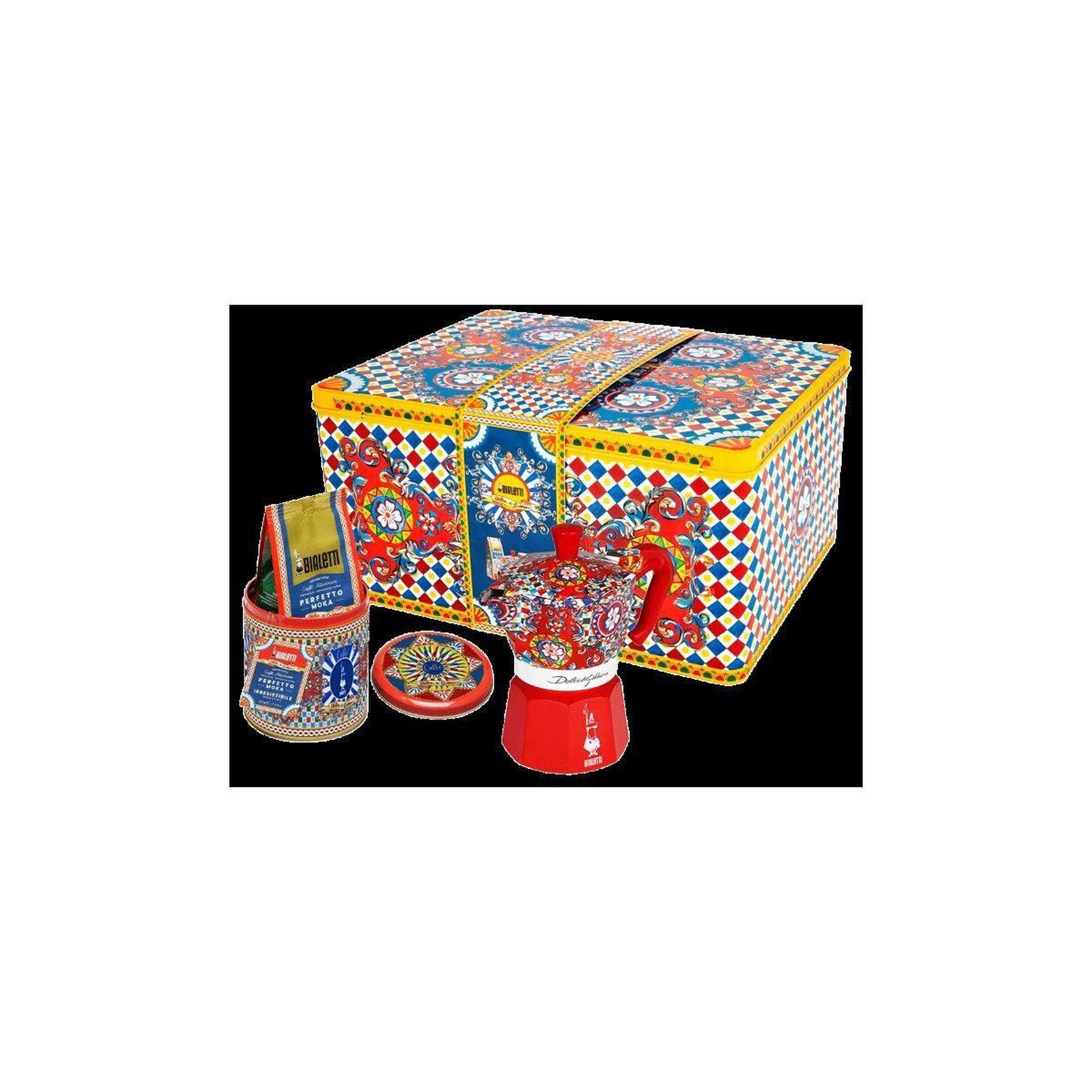 Voir la diapositive 2 : BIALETTI Cafetière italienne Moka Rouge Dolce&Gabbana - capacité 3 tasses - Coffret cafetière + café