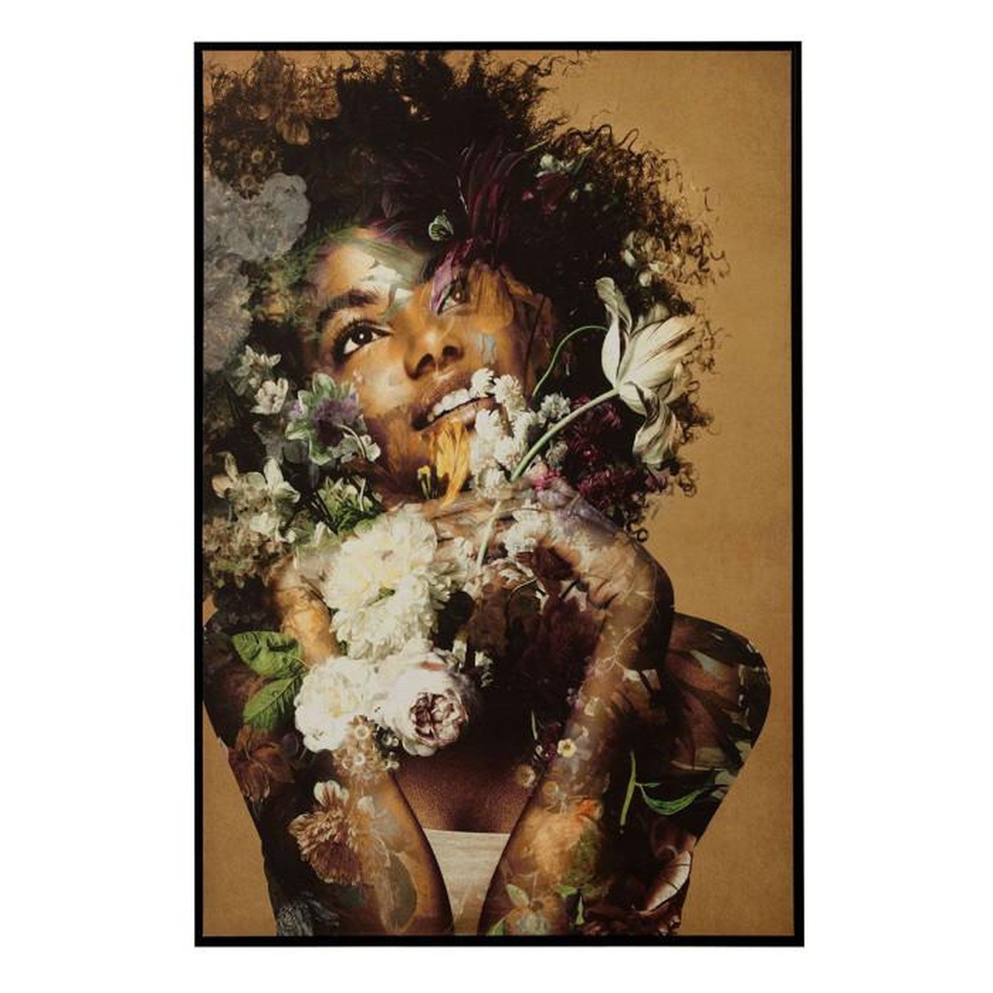 Voir la diapositive 1 : Paris Prix Tableau Déco  Femme Avec Fleurs  83x123cm Multicolore