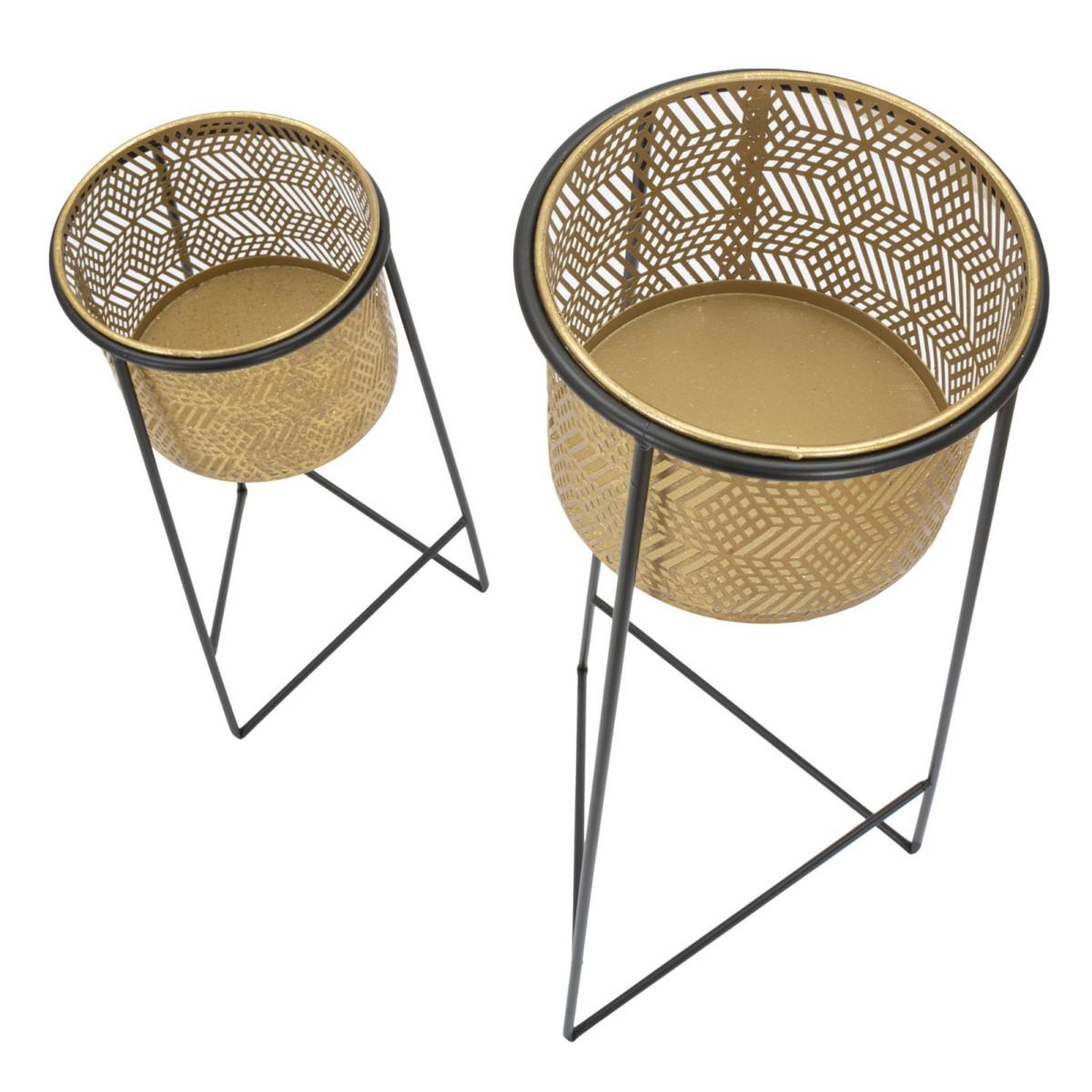 Voir la diapositive 2 : Paris Prix Lot de 2 cache-pots en métal  exy  76cm or