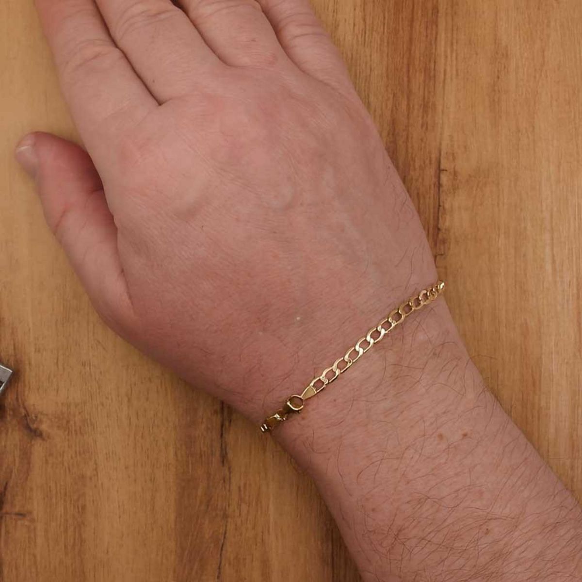 L'ATELIER D'AZUR Bracelet Or Jaune Maille Gourmette - 21 cm - Homme