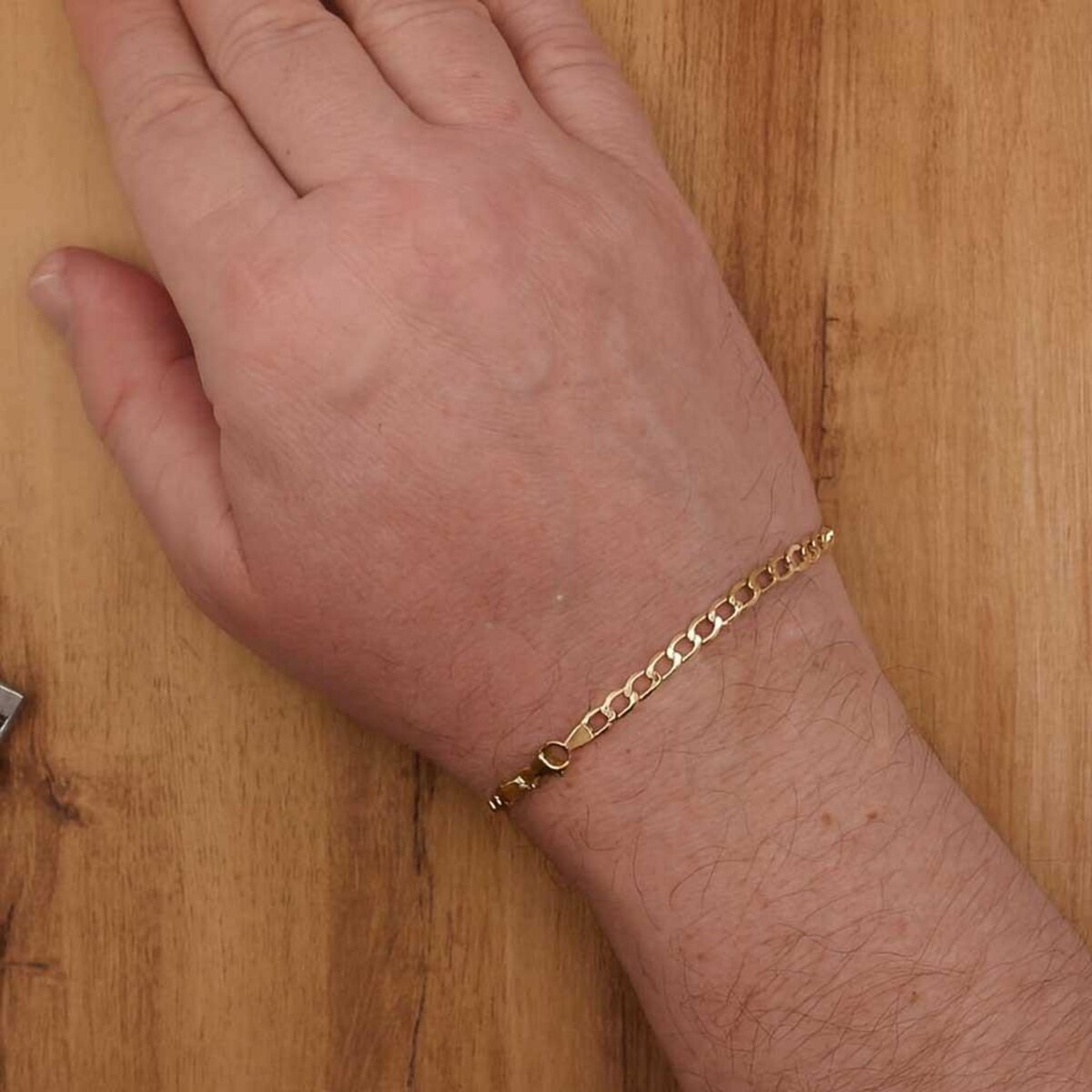 L'ATELIER D'AZUR Bracelet Or Jaune Maille Gourmette - 21 cm - Homme