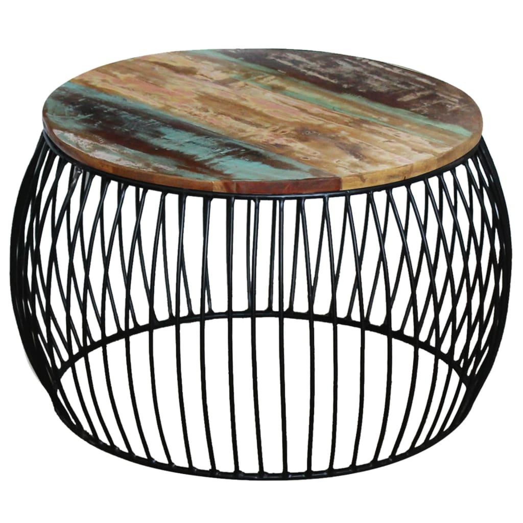 Voir la diapositive 1 : VIDAXL Table basse ronde 68x37 cm Bois de recuperation massif