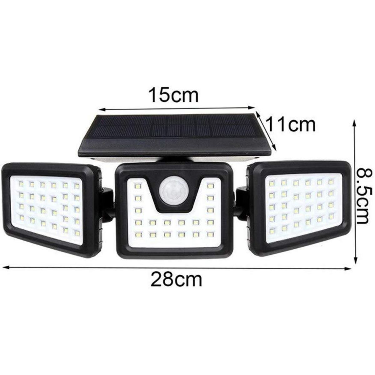 Lumisky Spot solaire 3 têtes avec détecteur FALCON Noir Plastique 800LM