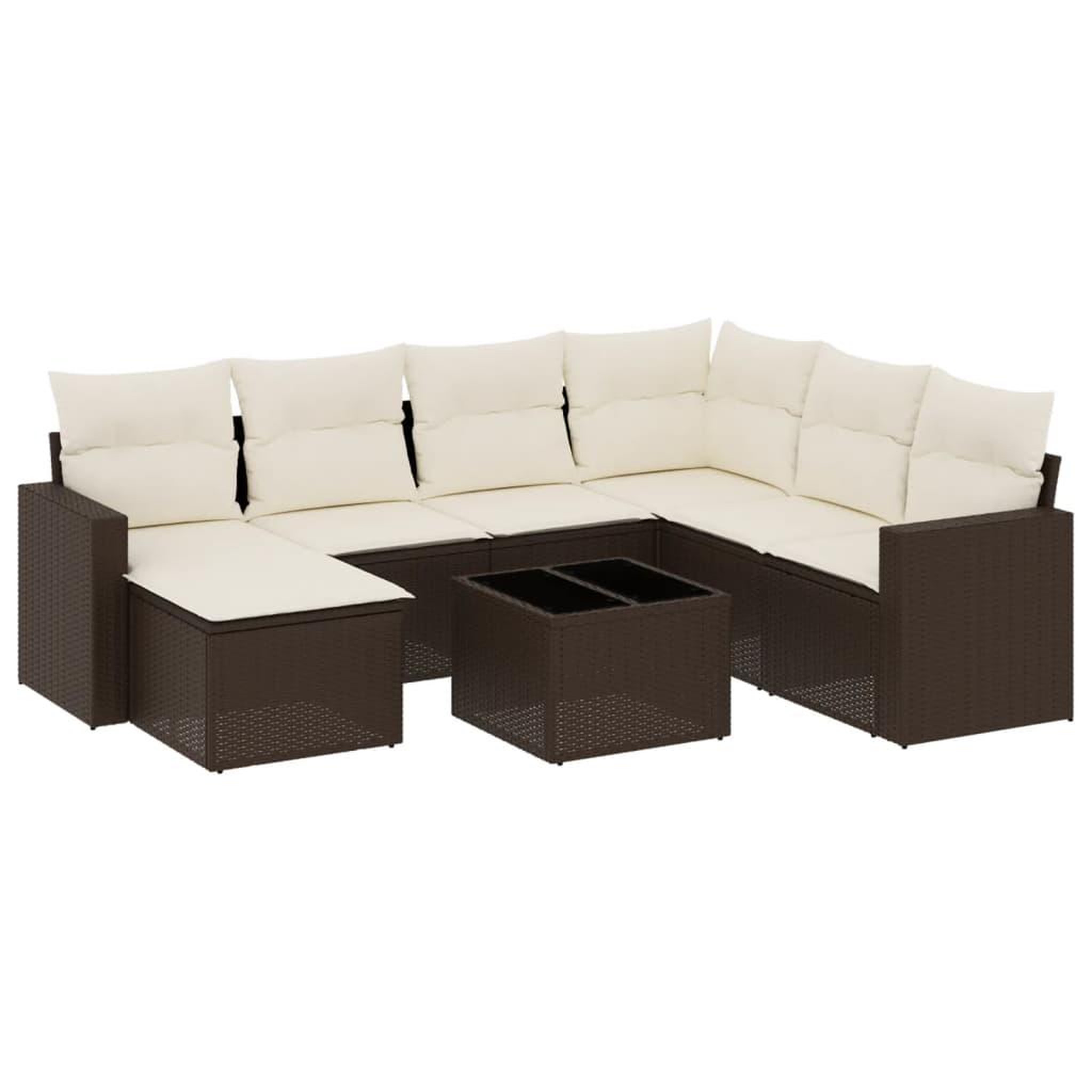 Voir la diapositive 2 : VIDAXL Salon de jardin 8 pcs avec coussins marron resine tressee