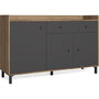 Voir la diapositive 5 : HOMIFAB Buffet 3 portes 1 tiroir gris anthracite et effet bois 136 cm - Aurelia