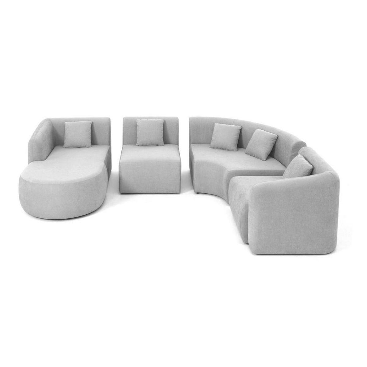 LISA DESIGN Ikare - canapé modulable d'angle gauche - 5 places - avec méridienne - en tissu