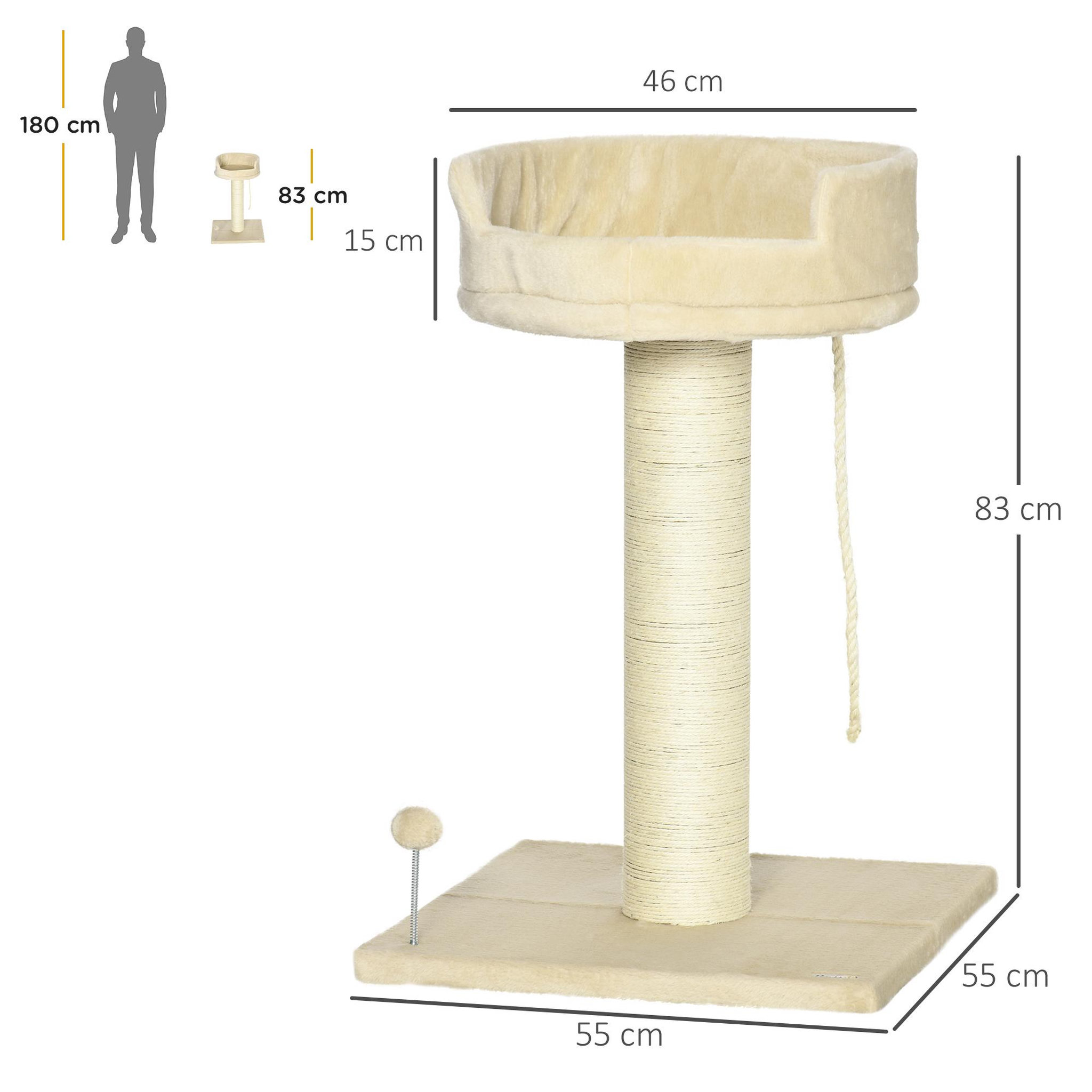 Voir la diapositive 3 : PAWHUT Arbre à chat griffoir grattoir sisal naturel plateforme d'observation corde d'escalade boule à ressort peluche beige