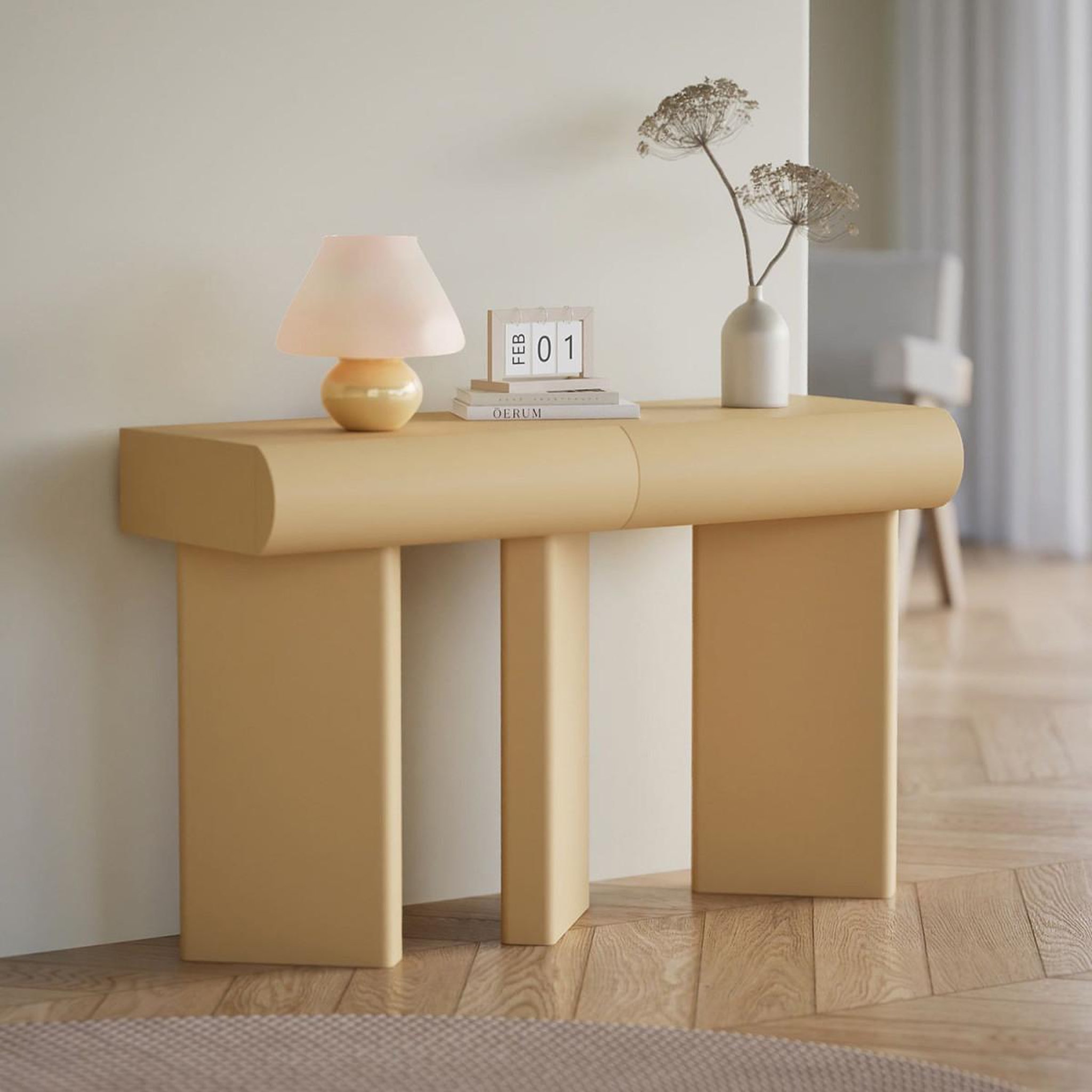 Voir la diapositive 5 : Paris Prix Console design 2 tiroirs  sherazade  121cm beige