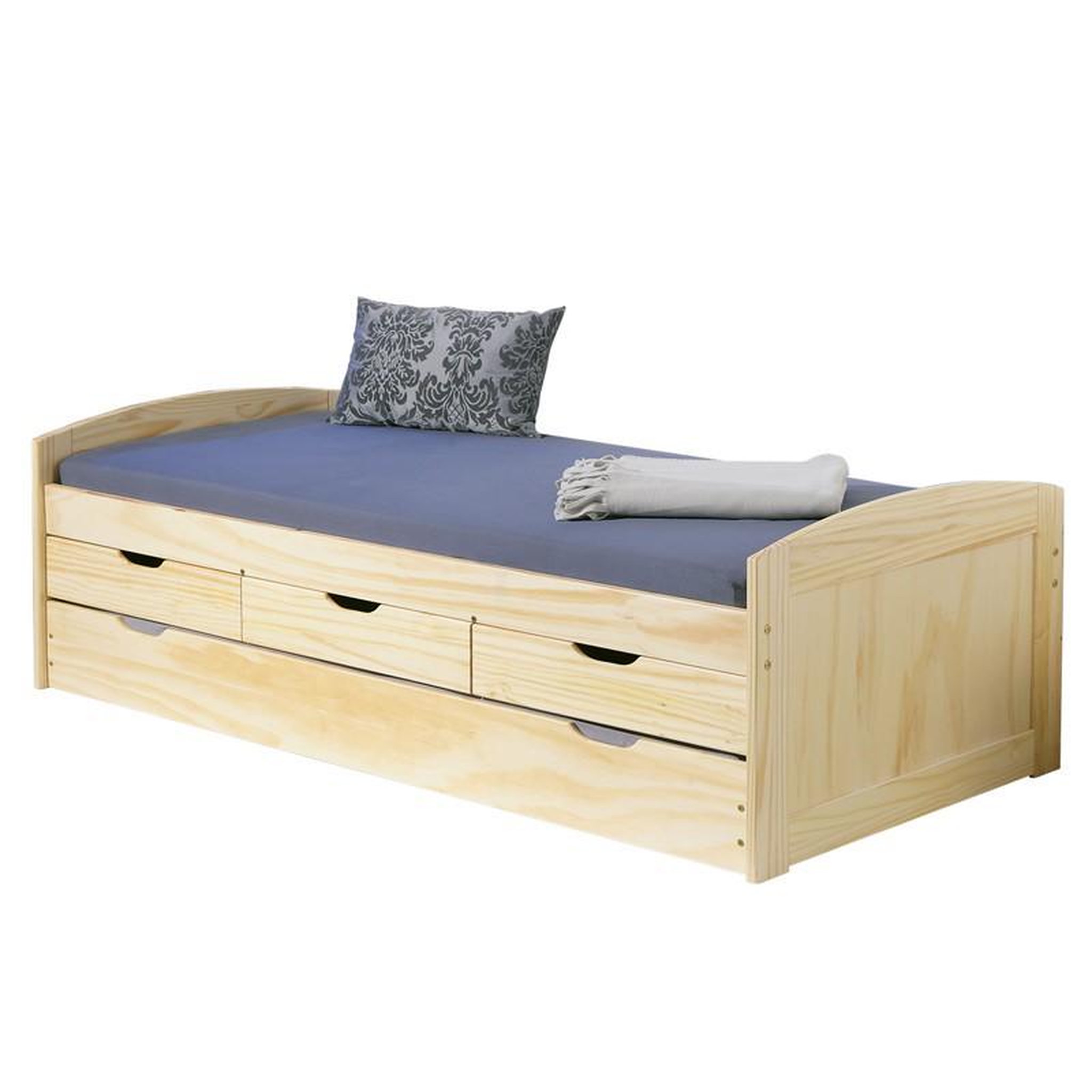 Voir la diapositive 1 : Paris Prix Lit Banquette Enfant Bois  Rob  90x200cm Naturel